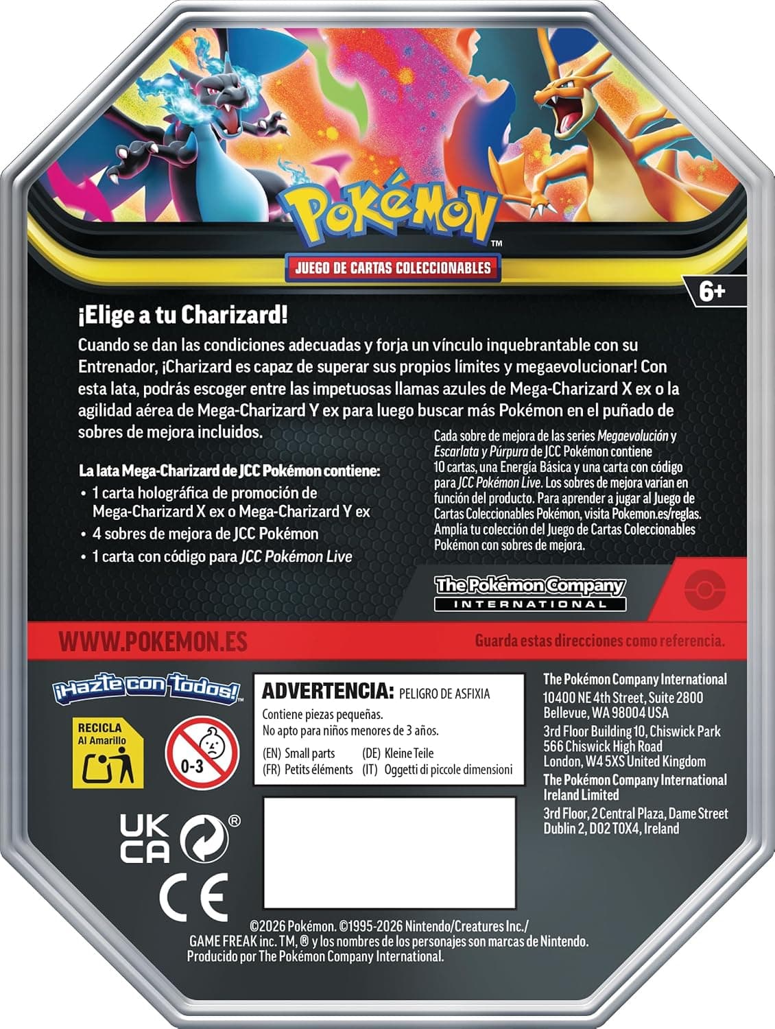 Sobres de mejora incluidos junto a la lata de Mega-Charizard X ex