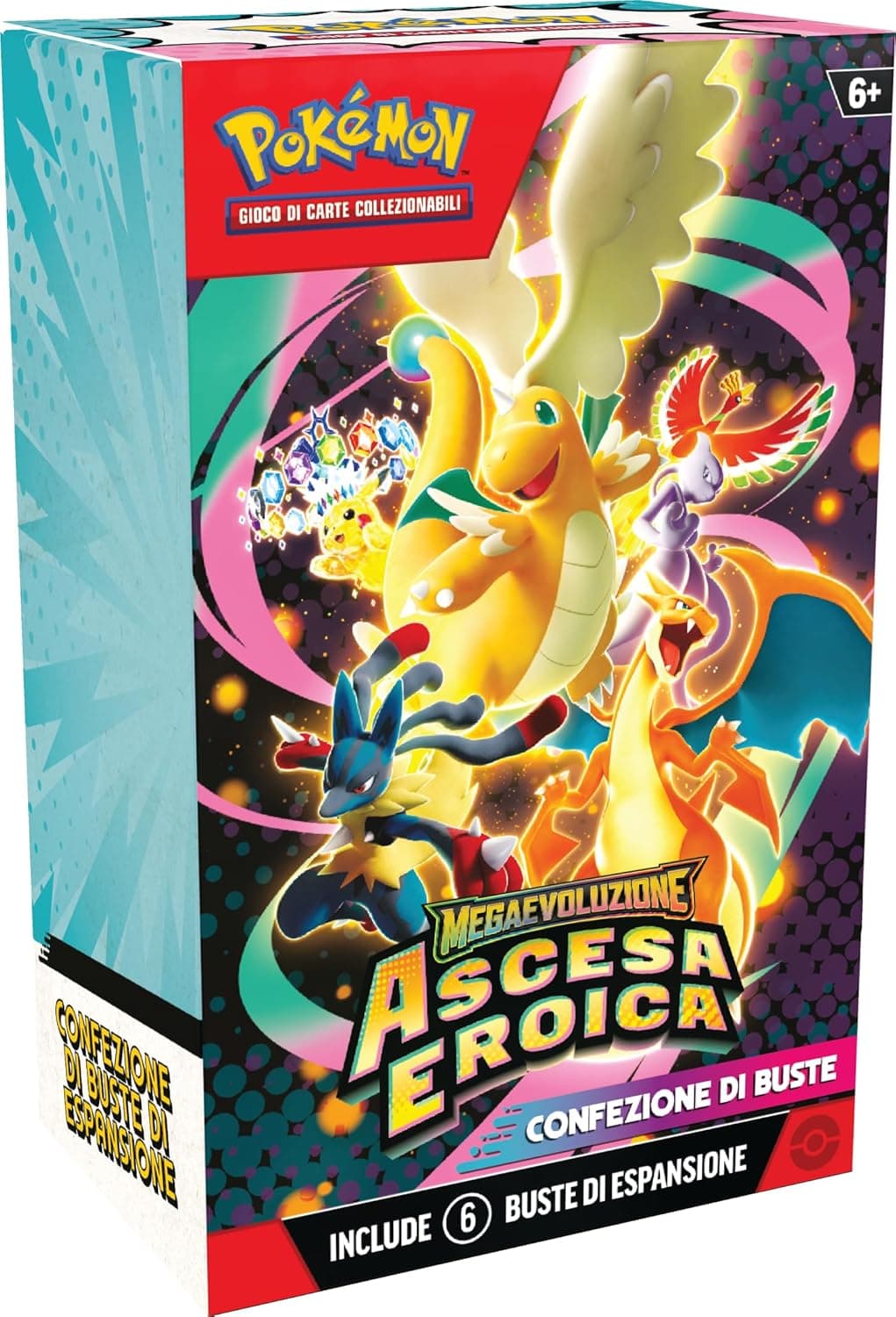 La caja de seis sobres Megaevolución Ascenso Heroico, edición italiana