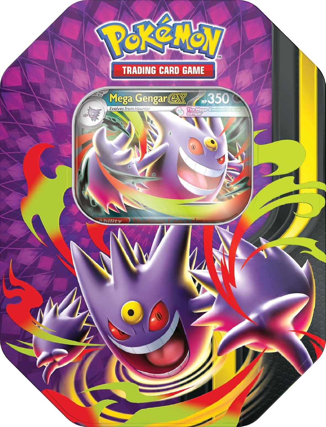 La lata metálica Mega Moonlit con la ilustración de Mega Gengar ex