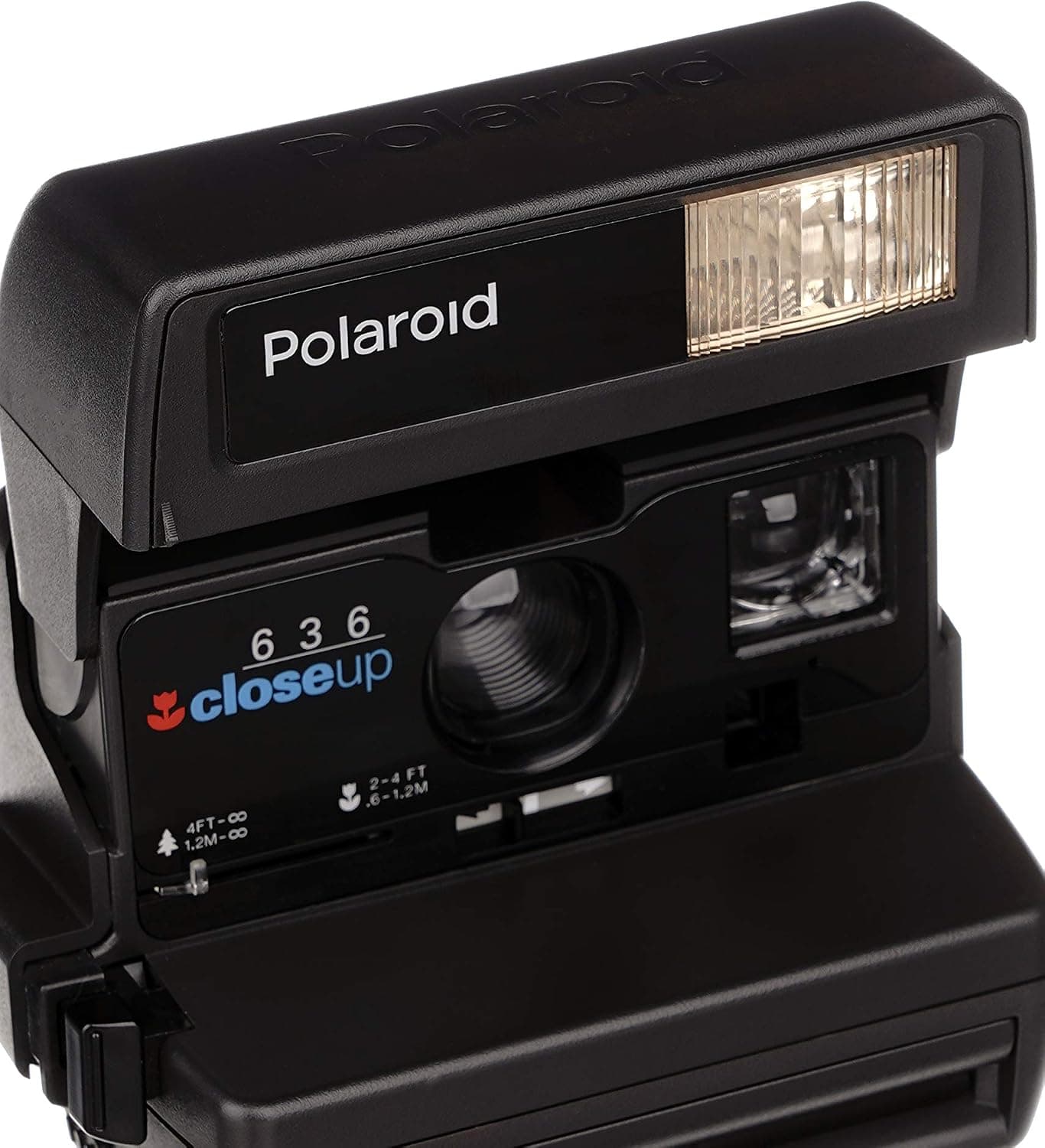 Detalle del deslizador de anulación de flash de la Polaroid 636 CL