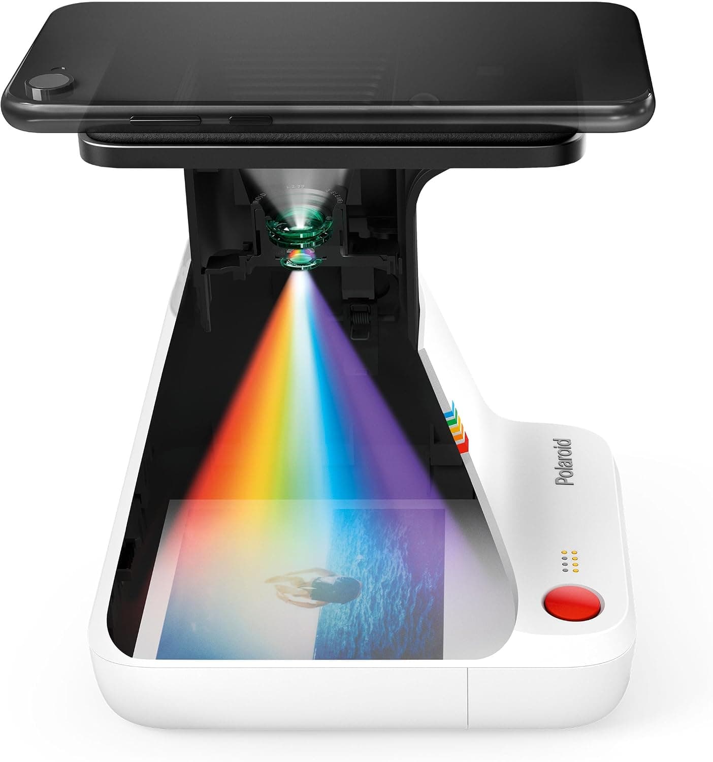 Una foto Polaroid recién impresa por la Polaroid Lab desde el móvil