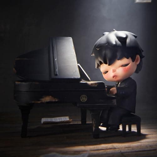Detalle de la figura de vinilo Hirono The Pianist