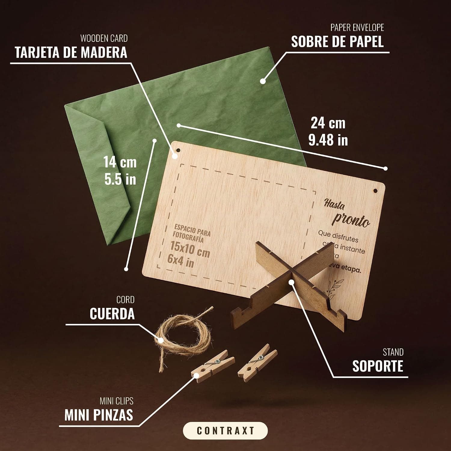 Portafotos de Madera con Pinzas «Hasta pronto», foto 2