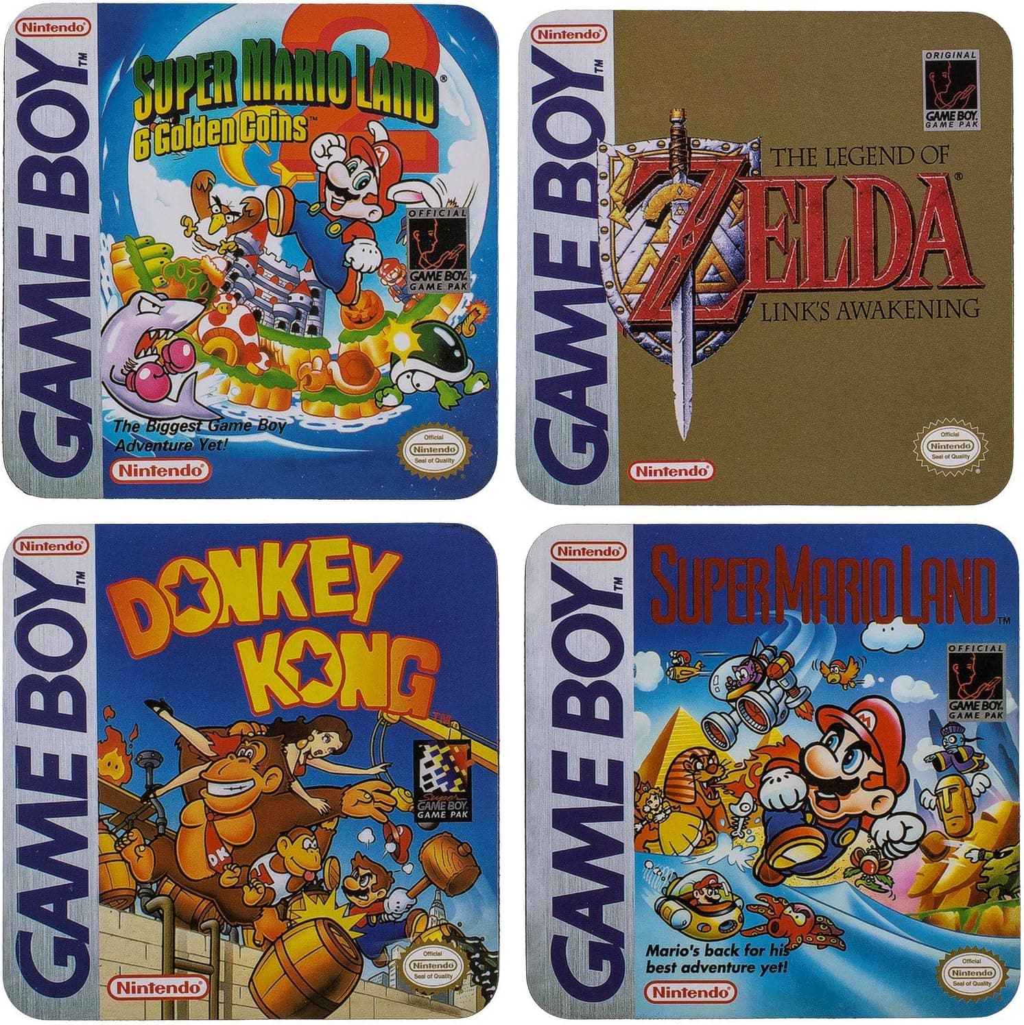 Set de posavasos con diseño de la Gameboy clásica
