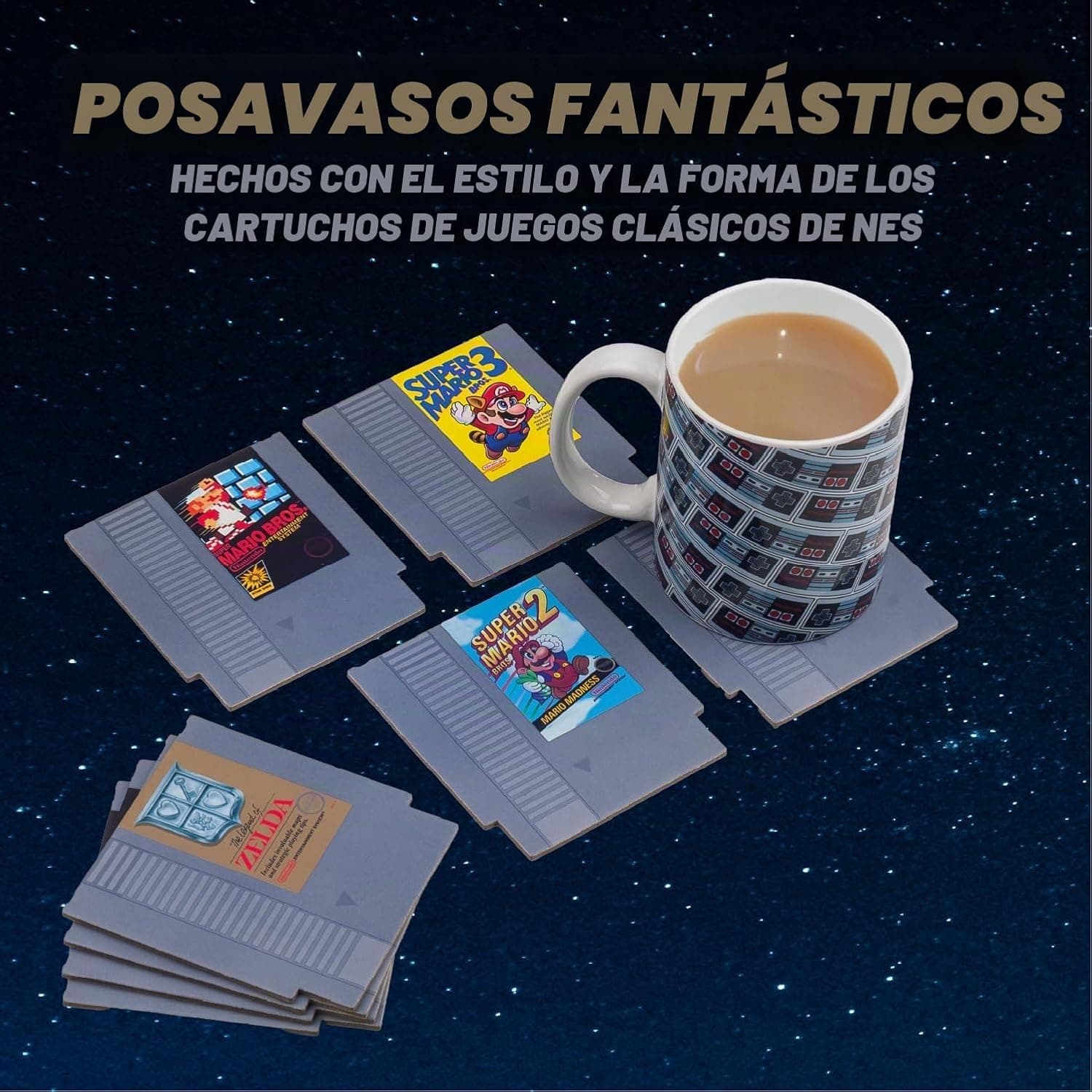 Detalle de las portadas impresas en los posavasos