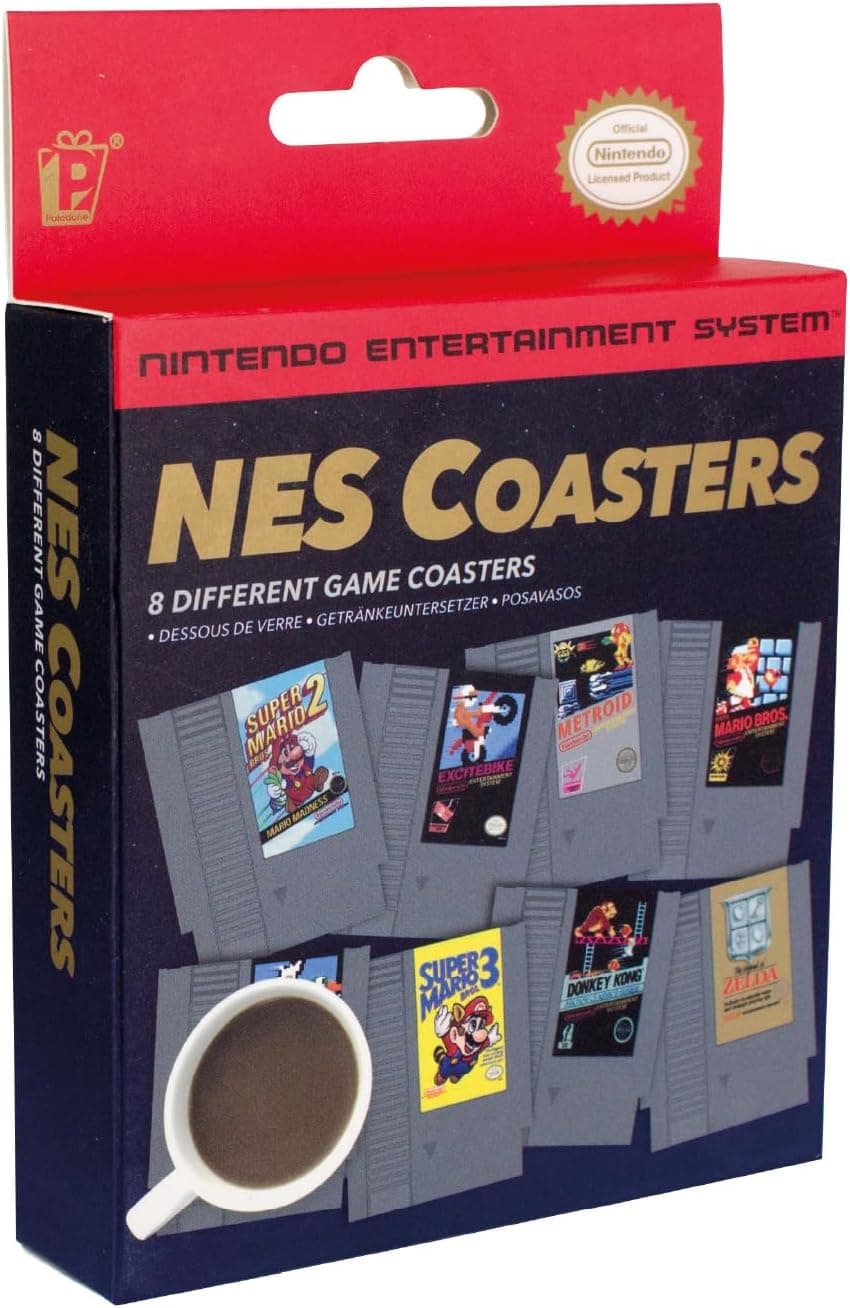 Set de ocho posavasos con portadas de juegos clásicos de NES