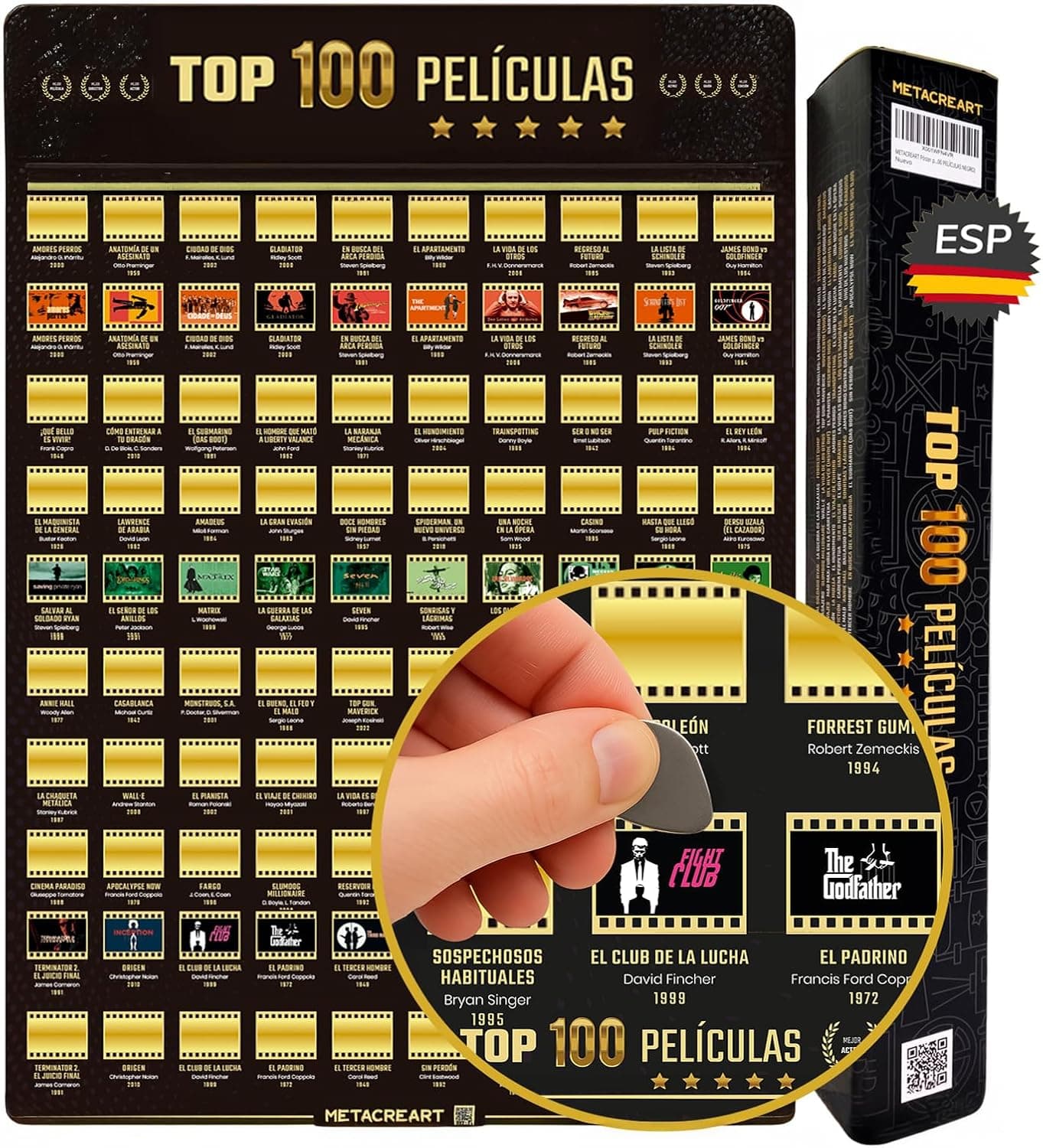 Póster interactivo con 100 películas cubiertas para ir rascando