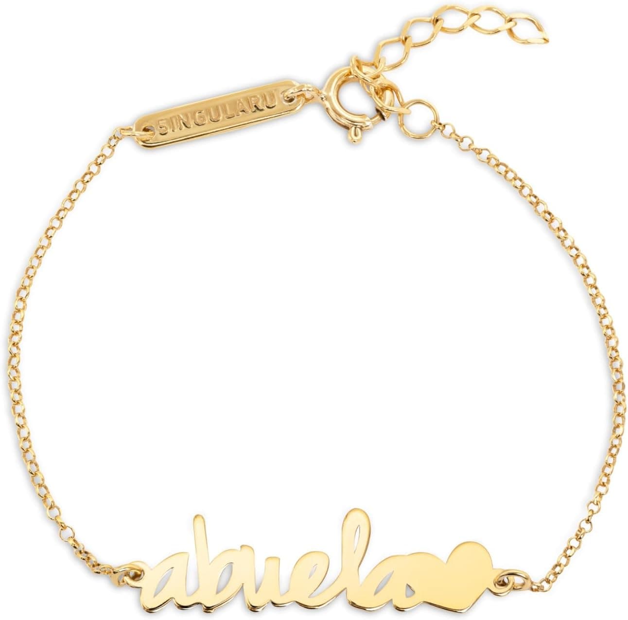 Pulsera de plata con la palabra abuela y un corazón