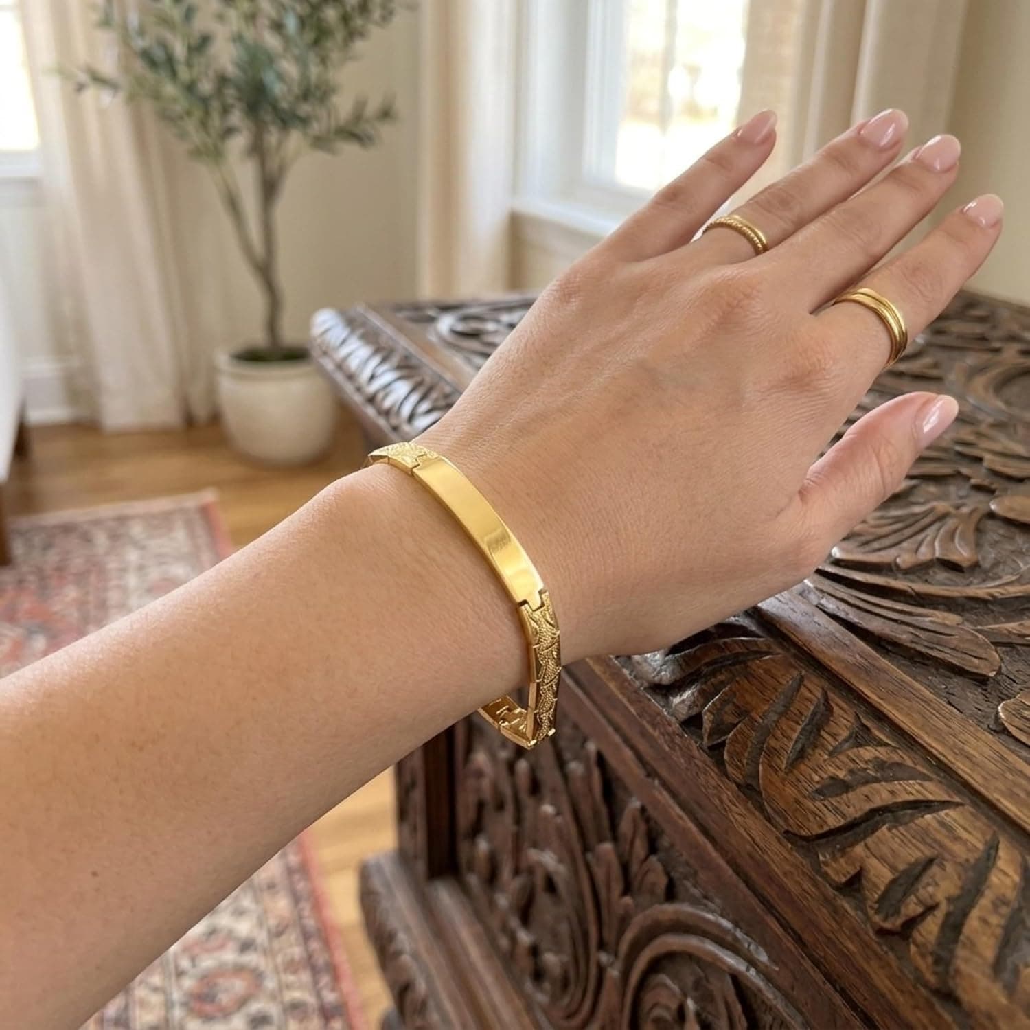 Pulsera de Acero Inoxidable Personalizada con Nombre y Fecha, foto 3