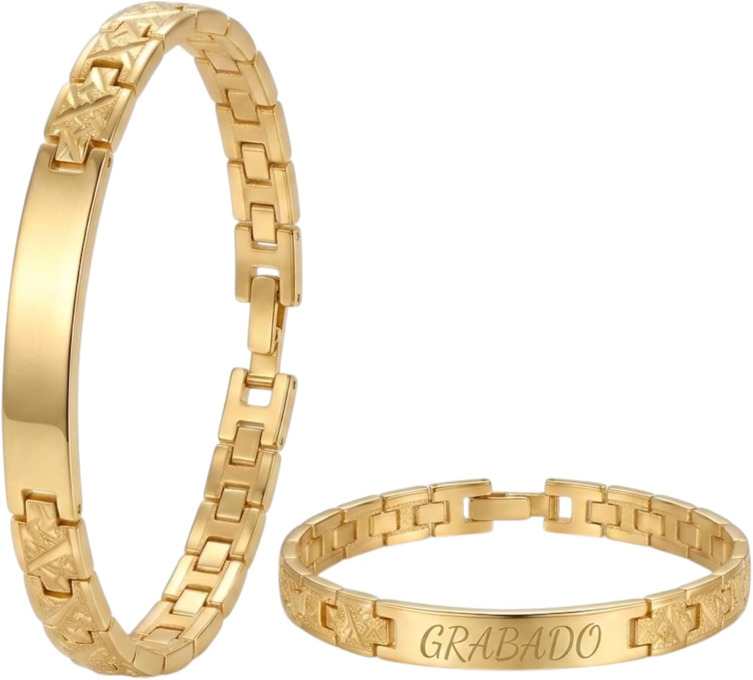 Pulsera de acero inoxidable con un nombre grabado con láser