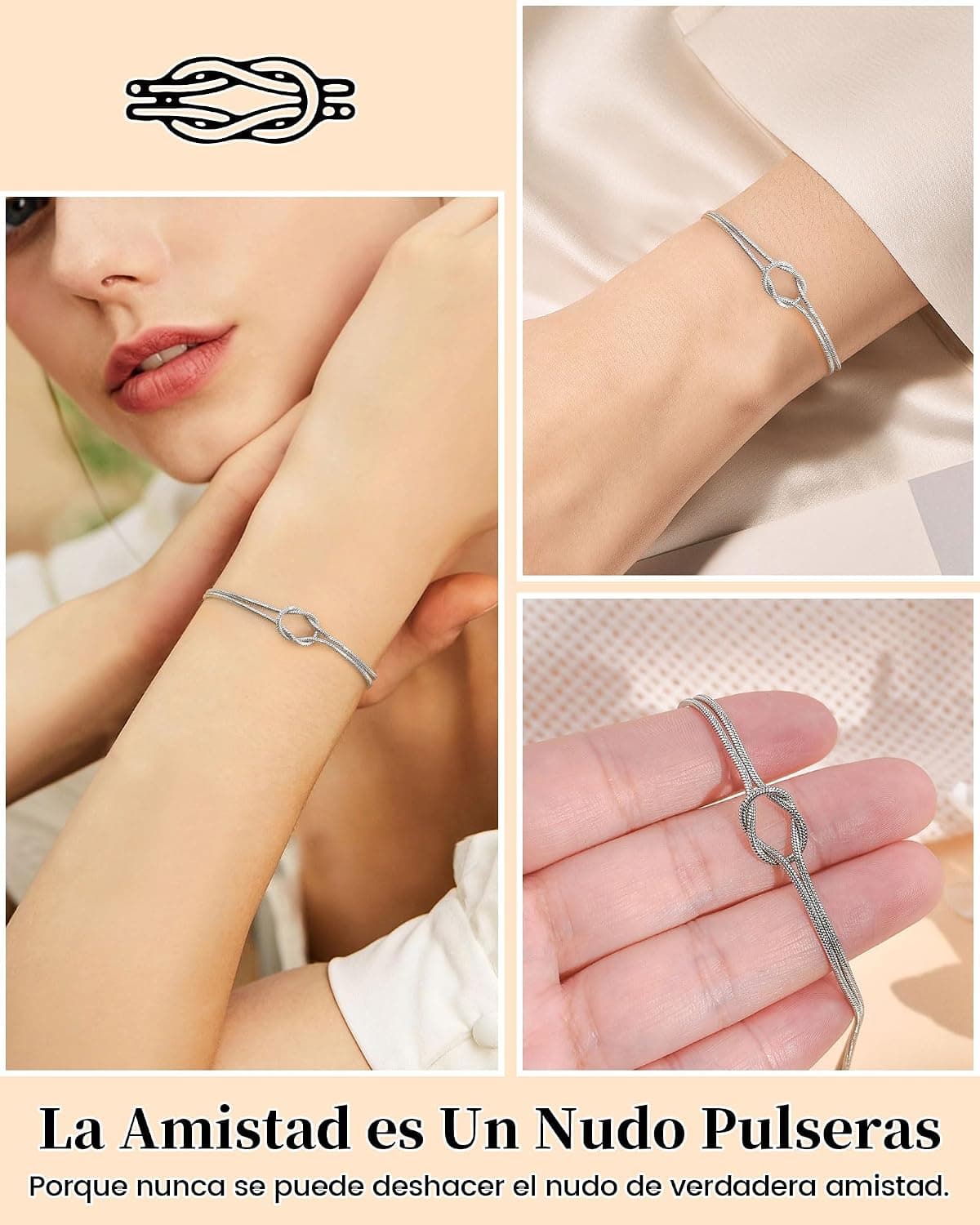 Pulsera CheersLife de nudo con tarjeta "Amiga", foto 3