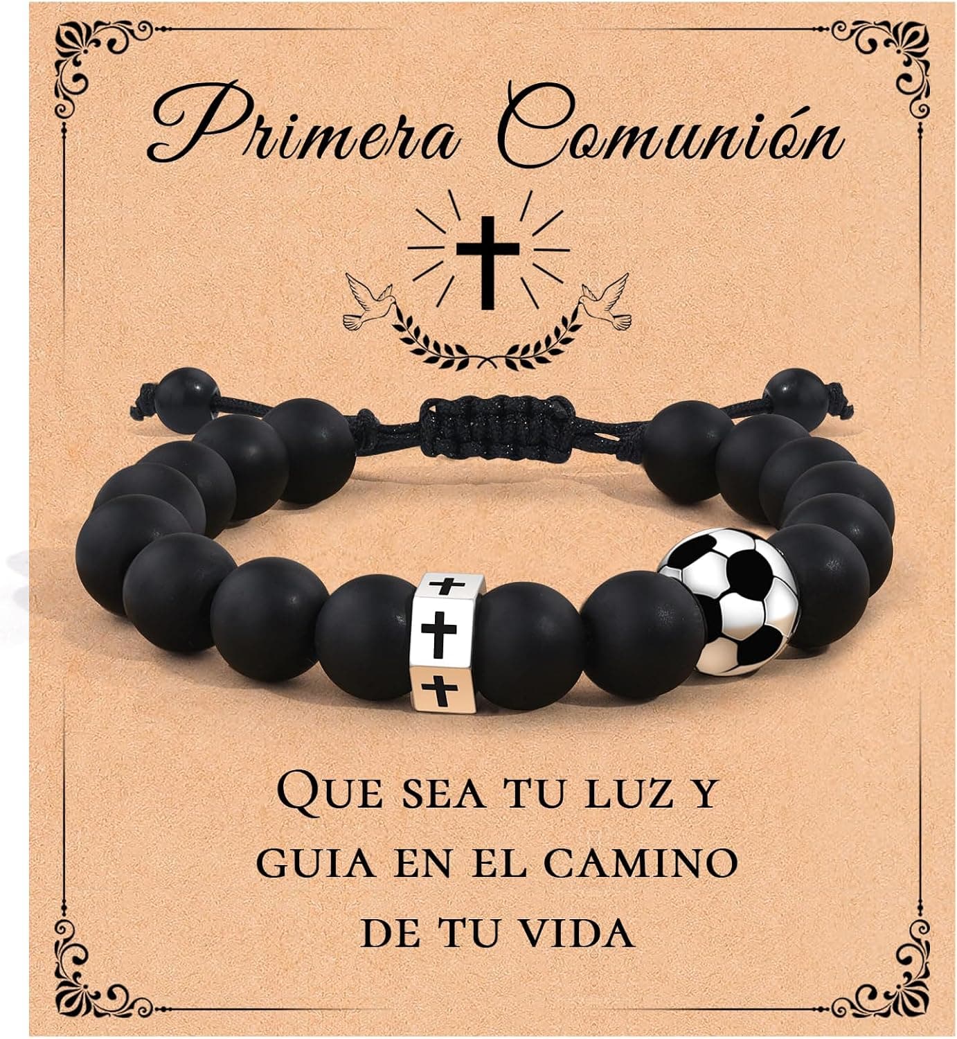 Pulsera ajustable con colgante de cruz para primera comunión