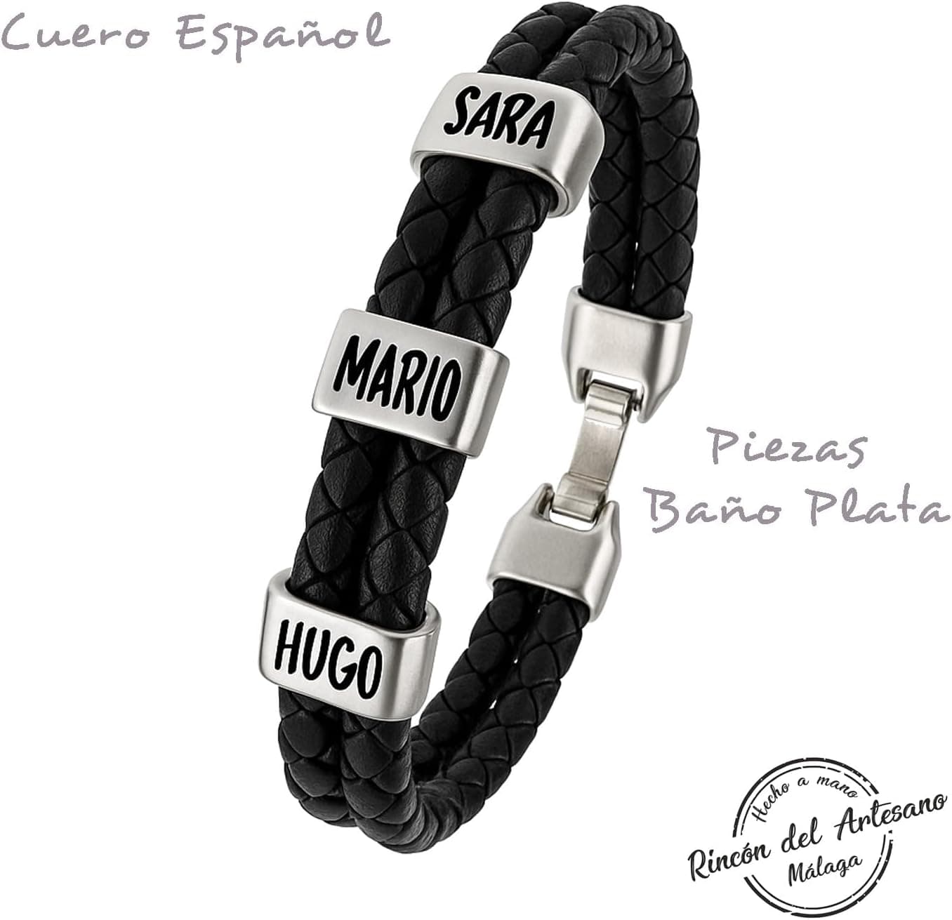 Pulsera de Cuero con Nombres Personalizados, foto 2