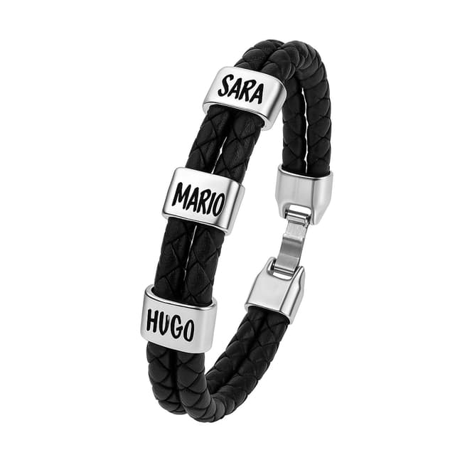 Pulsera de Cuero con Nombres Personalizados