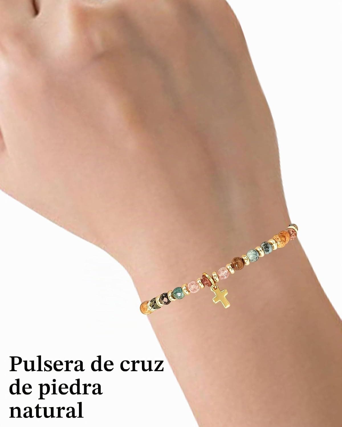 Pulsera de cruz con piedra natural para mujer, foto 2