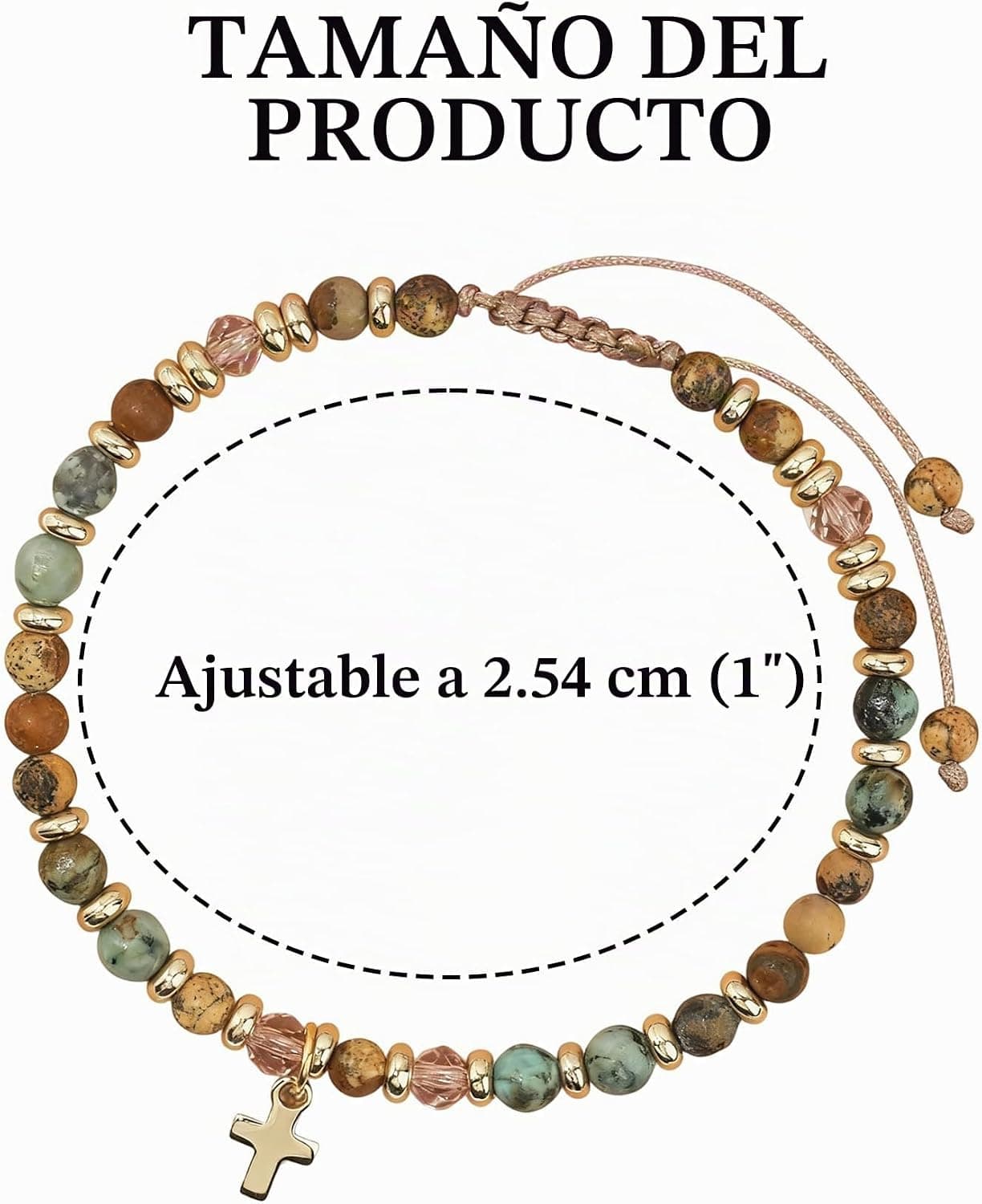 Pulsera de cruz con piedra natural para mujer, foto 3