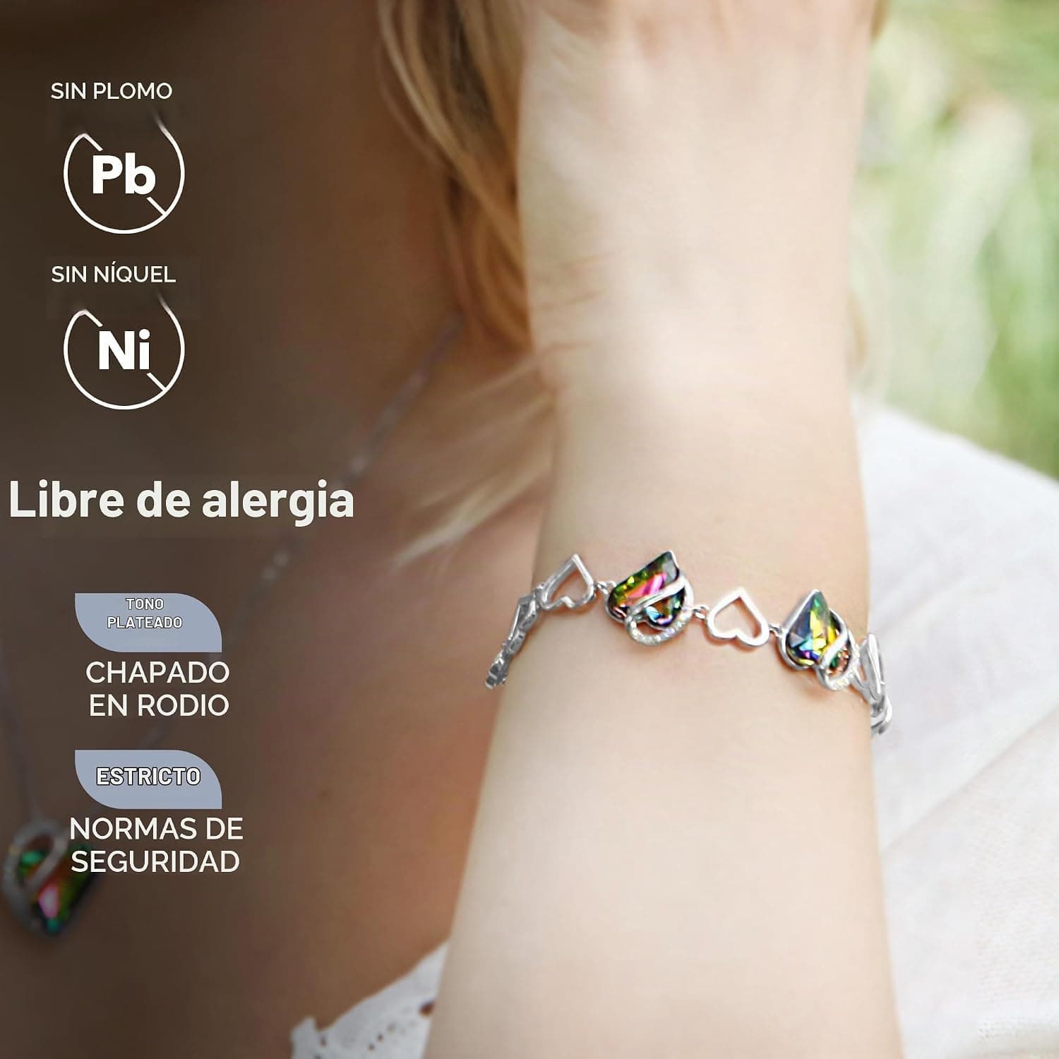 Pulsera de corazones de cristal con caja de regalo, foto 3