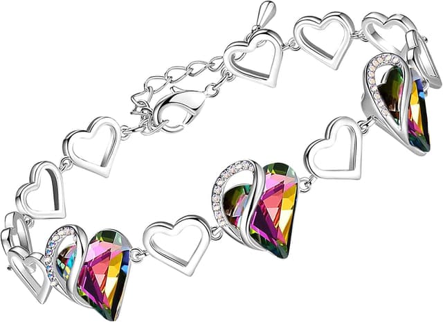 Pulsera de corazones de cristal con caja de regalo