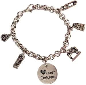 Pulsera de eslabones con placa redonda grabada, bañada en plata