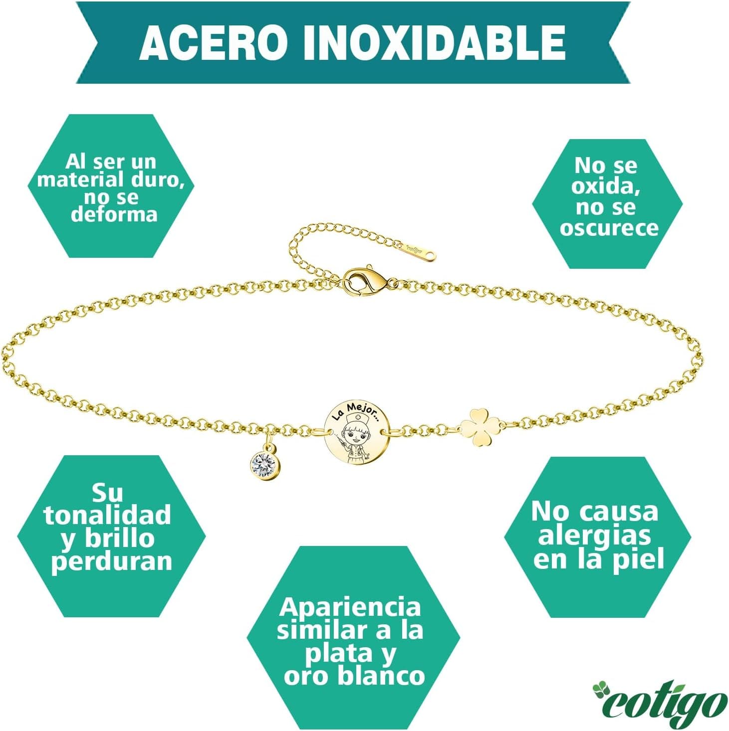 Pulsera de profesiones de acero inoxidable Cotigo, foto 3