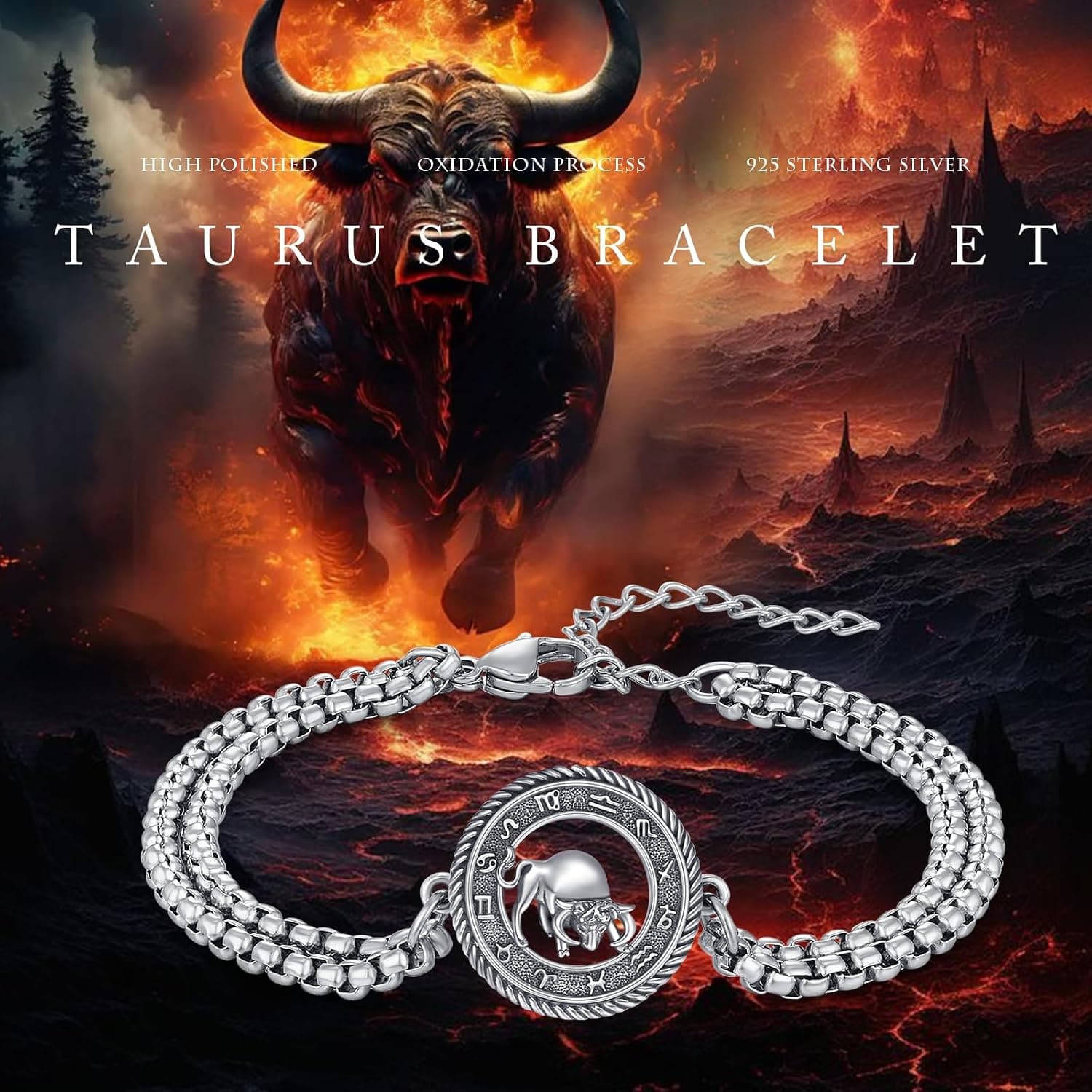 Pulsera de plata de ley con signo del zodiaco Paryfo, foto 2