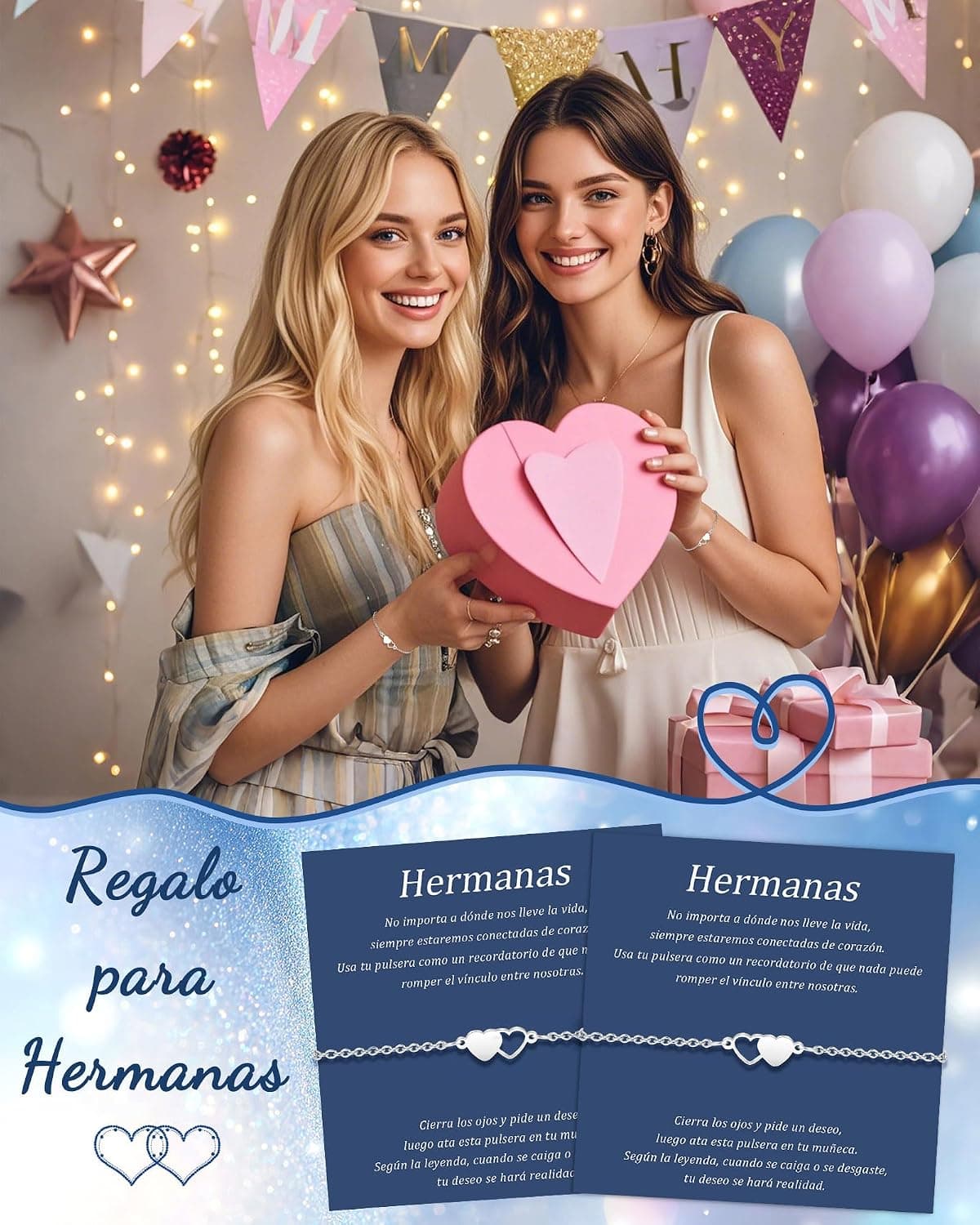 Pulseras finas a juego, varias unidades presentadas juntas para repartir entre hermanas