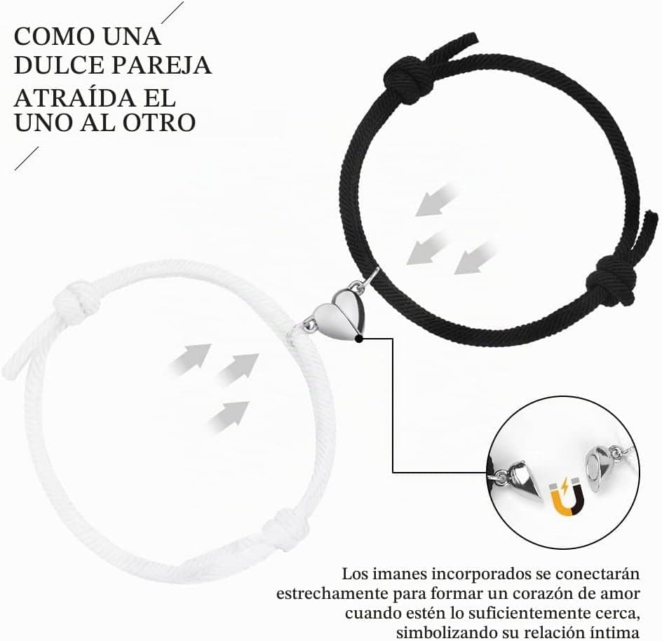 Detalle de las pulseras unidas por el imán