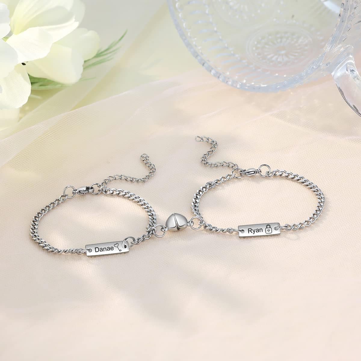 Pulseras para Pareja con Iniciales y Piedra Natal, foto 3
