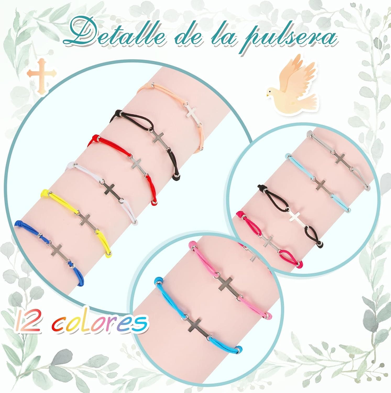 Pulseras de cruz con tarjeta de agradecimiento de comunión, foto 3