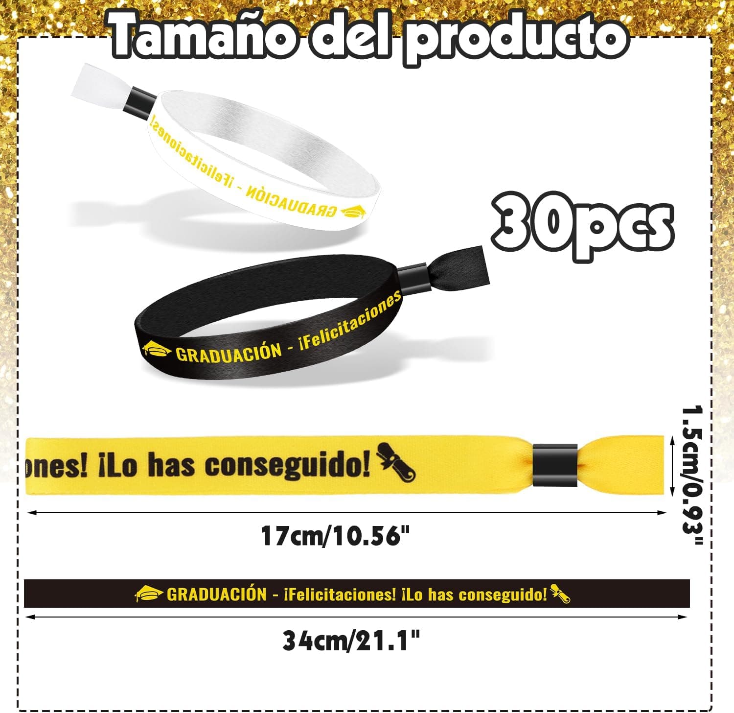 Pack de 30 pulseras de tela para graduación, de DPKOW, foto 3