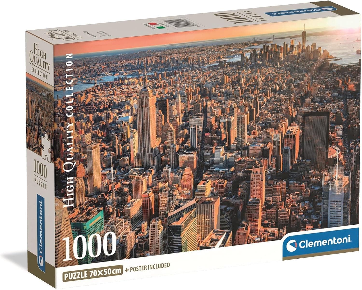 La caja compacta del puzzle de Clementoni con la vista de Nueva York, mil piezas