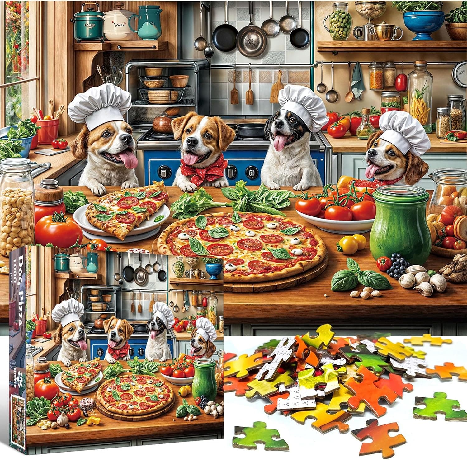 Puzzle de 1000 piezas "cena de pizza para perros", foto 2
