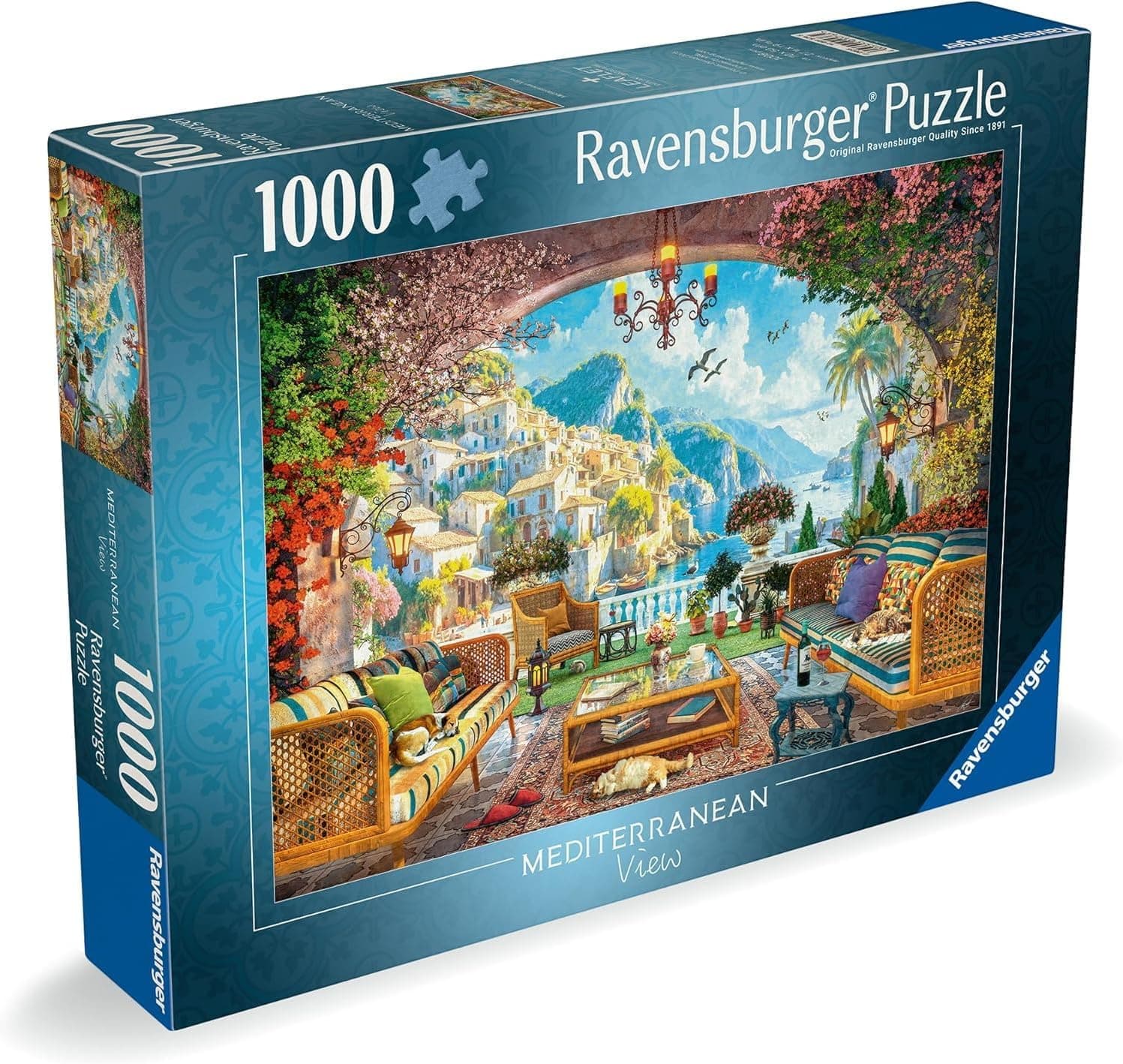 Caja del puzzle Ravensburger de 1000 piezas Vista Mediterránea