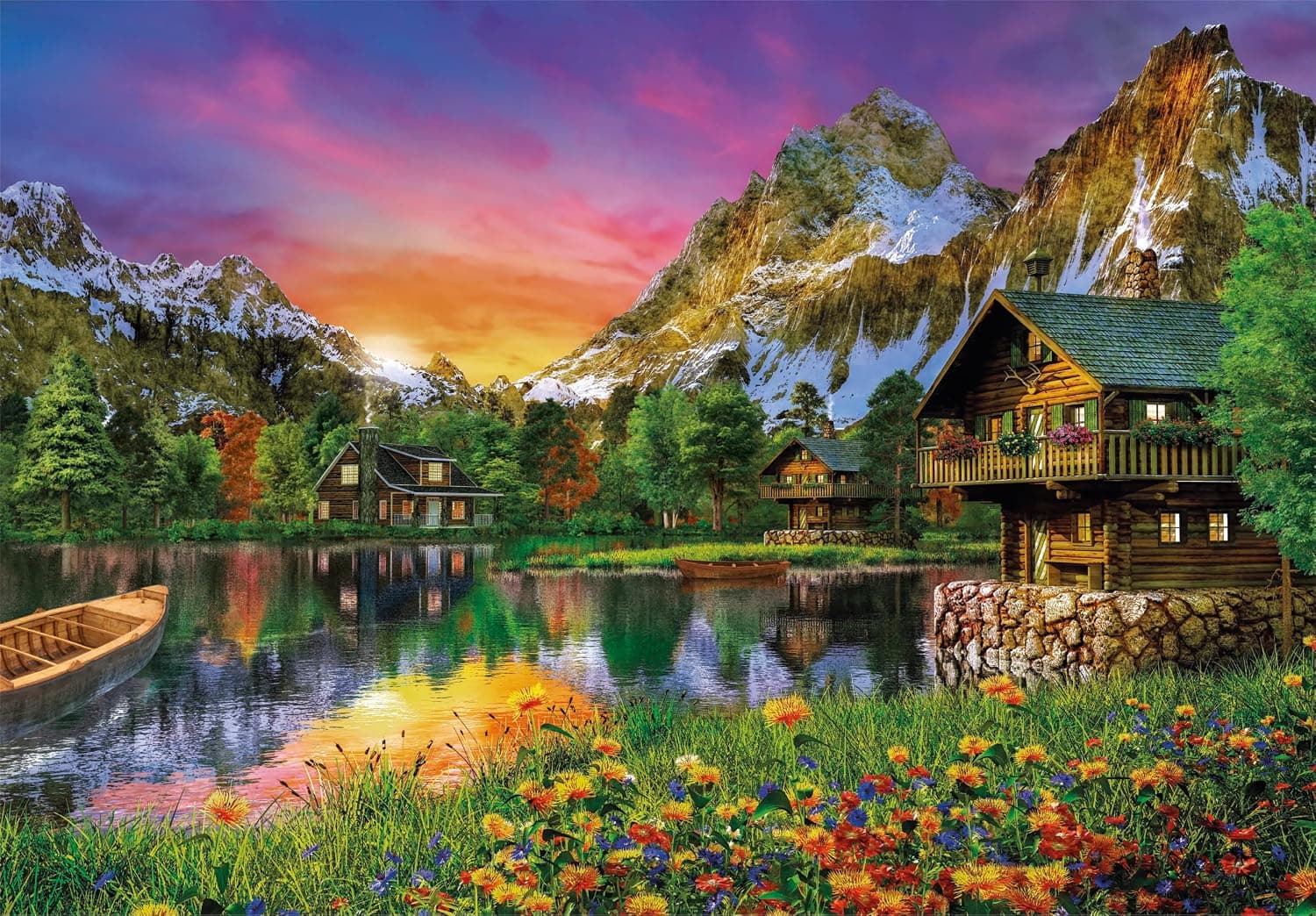 Puzzle de 6000 piezas de una casa junto a un lago alpino, foto 2