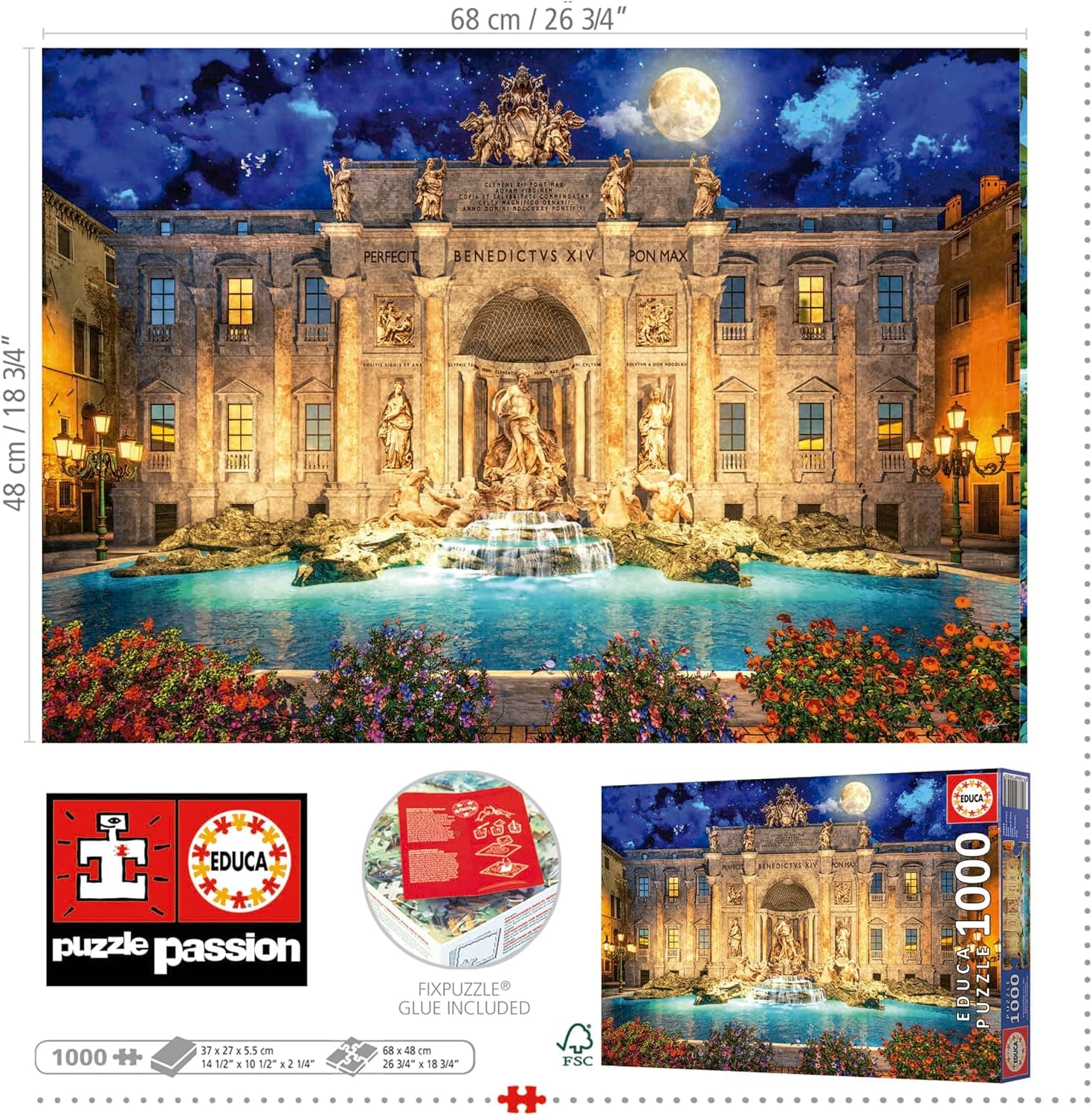 Puzzle de la Fontana di Trevi de noche, foto 3
