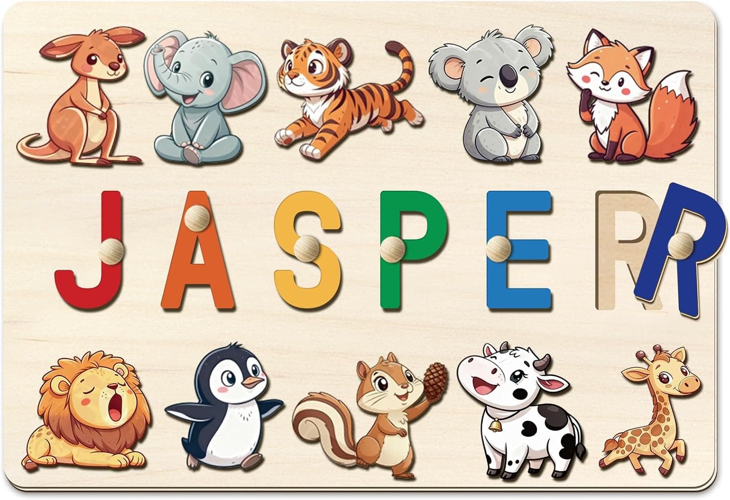 Puzzle de madera personalizado con el nombre del bebé