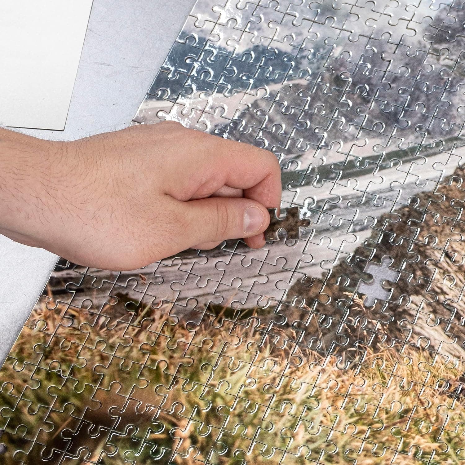 Detalle del acabado del puzzle personalizado de gran formato