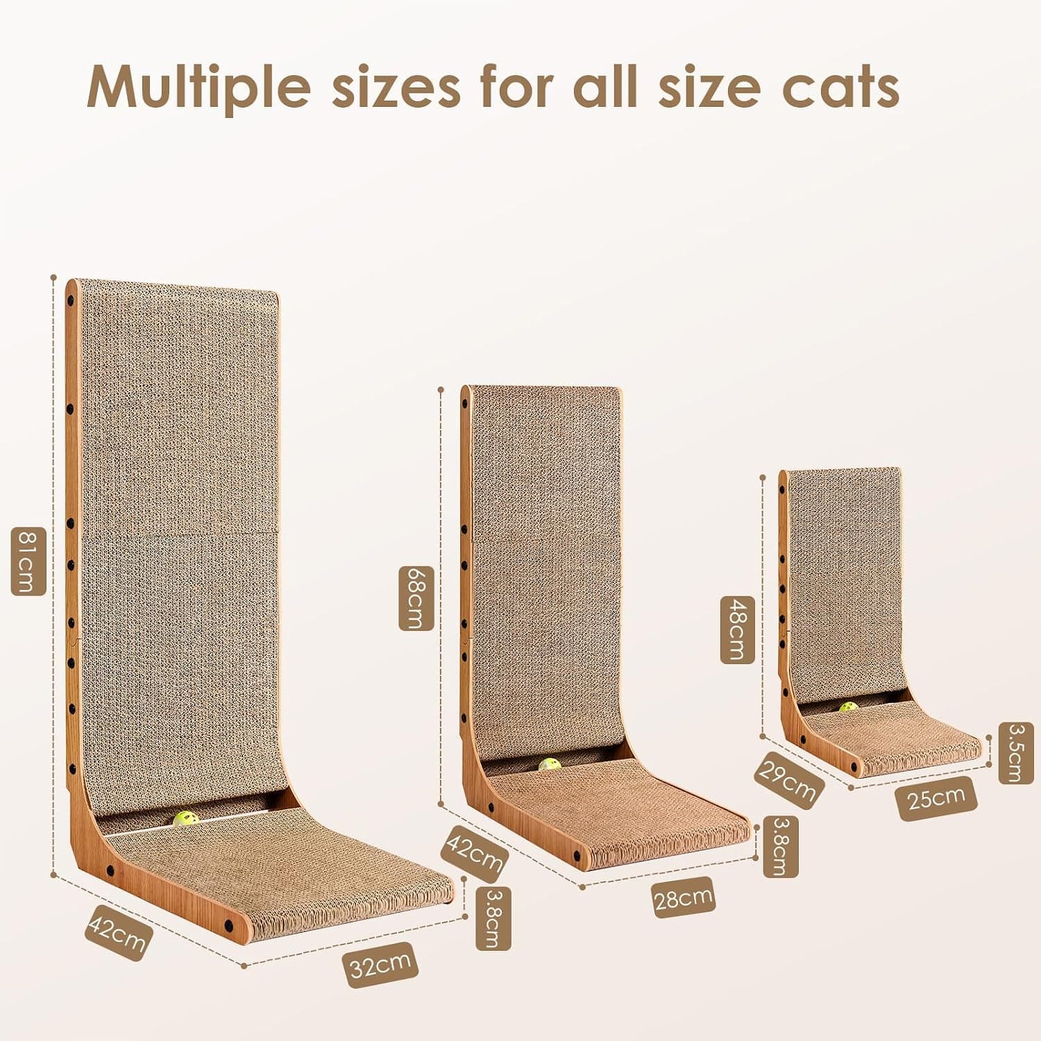 Rascador vertical de 68 cm en forma de L para gatos, foto 2