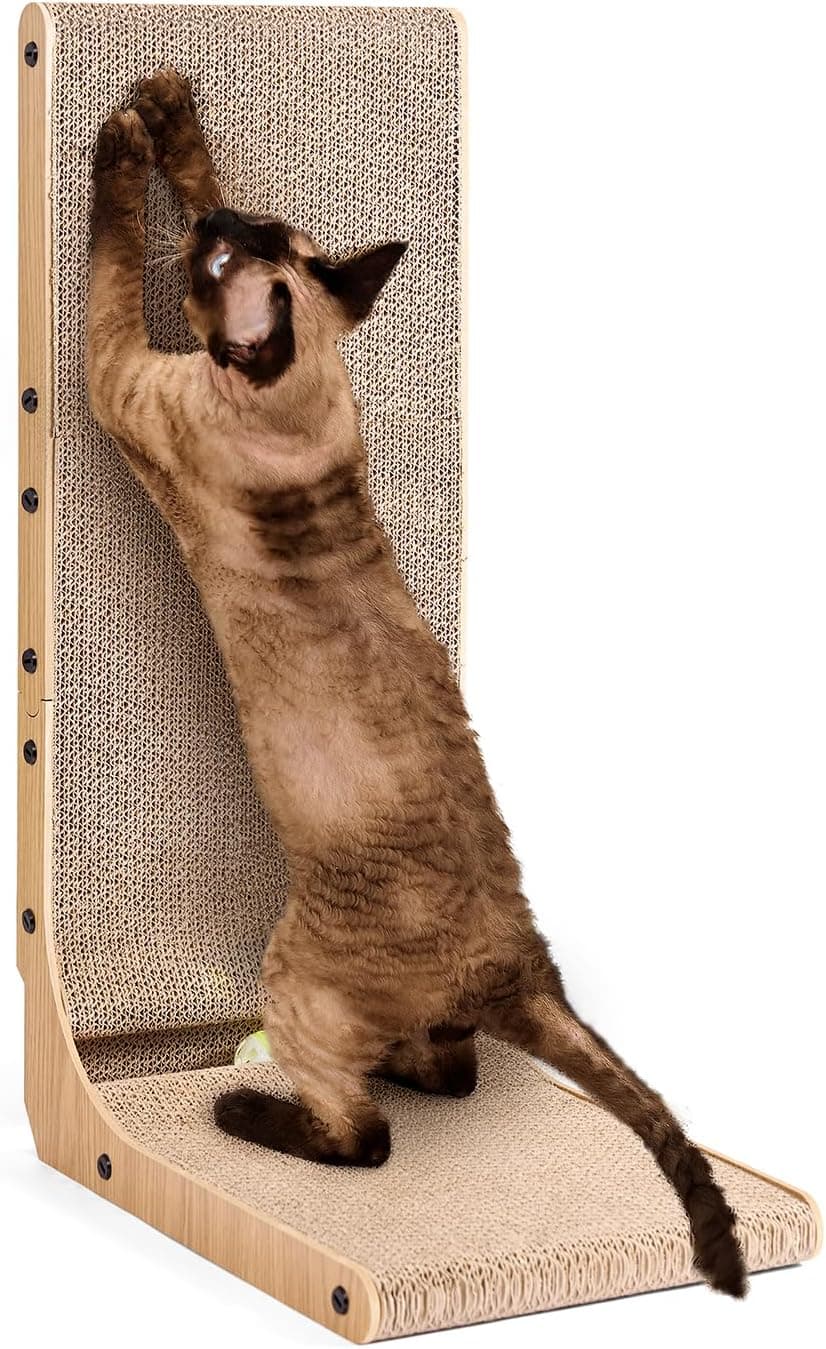 Rascador vertical de cartón de 68 cm con pelota de juguete