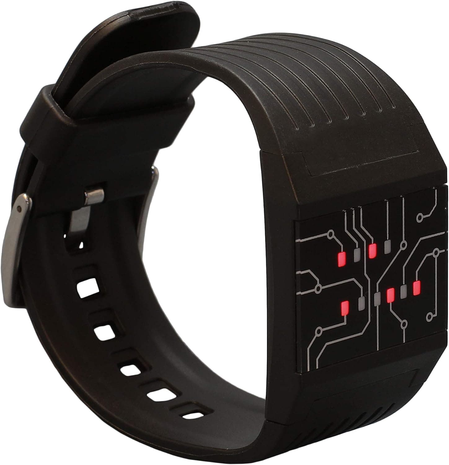 Reloj digital que muestra la hora en sistema binario con luces LED