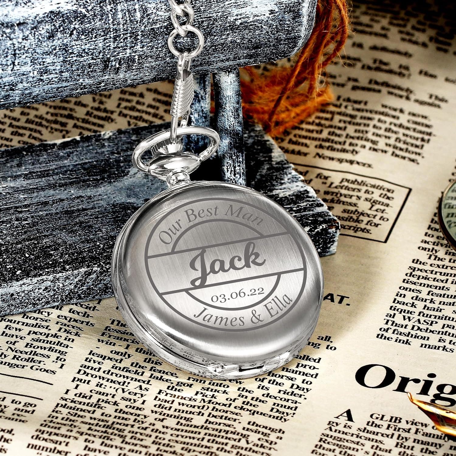 Reloj de bolsillo grabado personalizado, de TREEWETO, foto 3