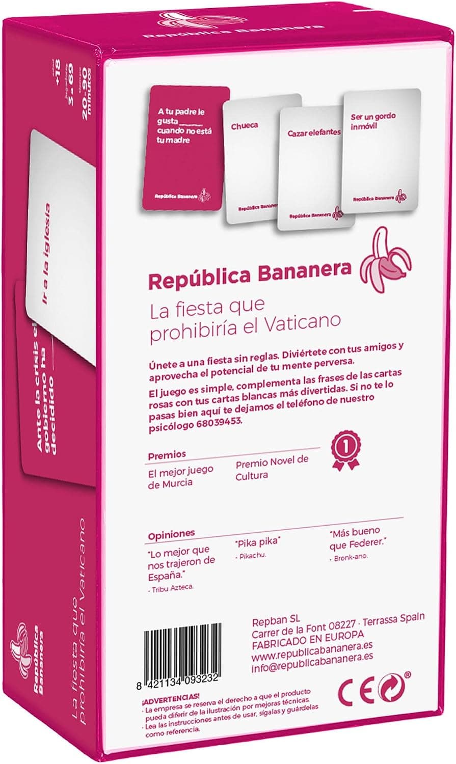 Cartas negras y blancas del juego República Bananera