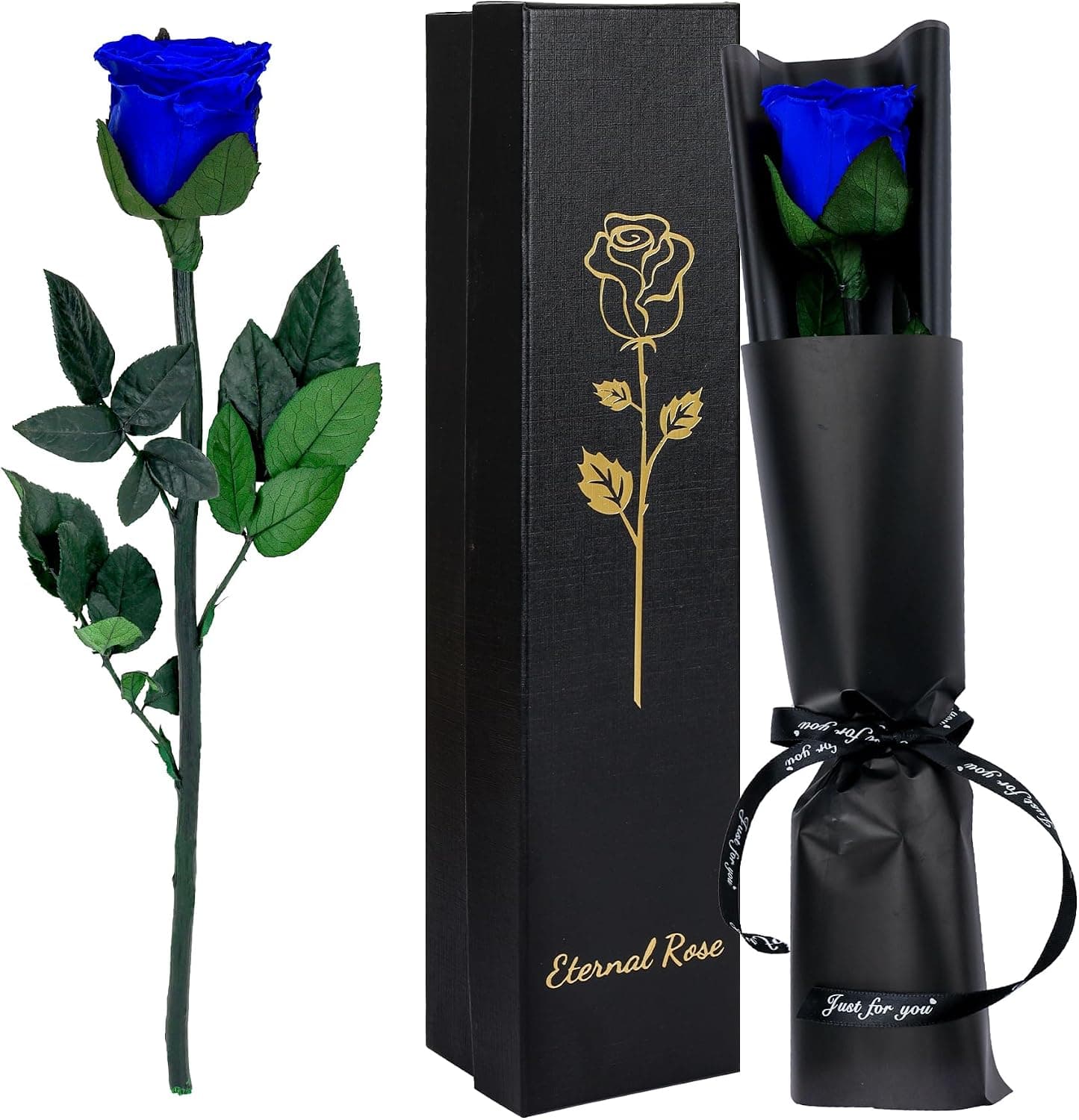 Rosa eterna azul CSYY, con tallo