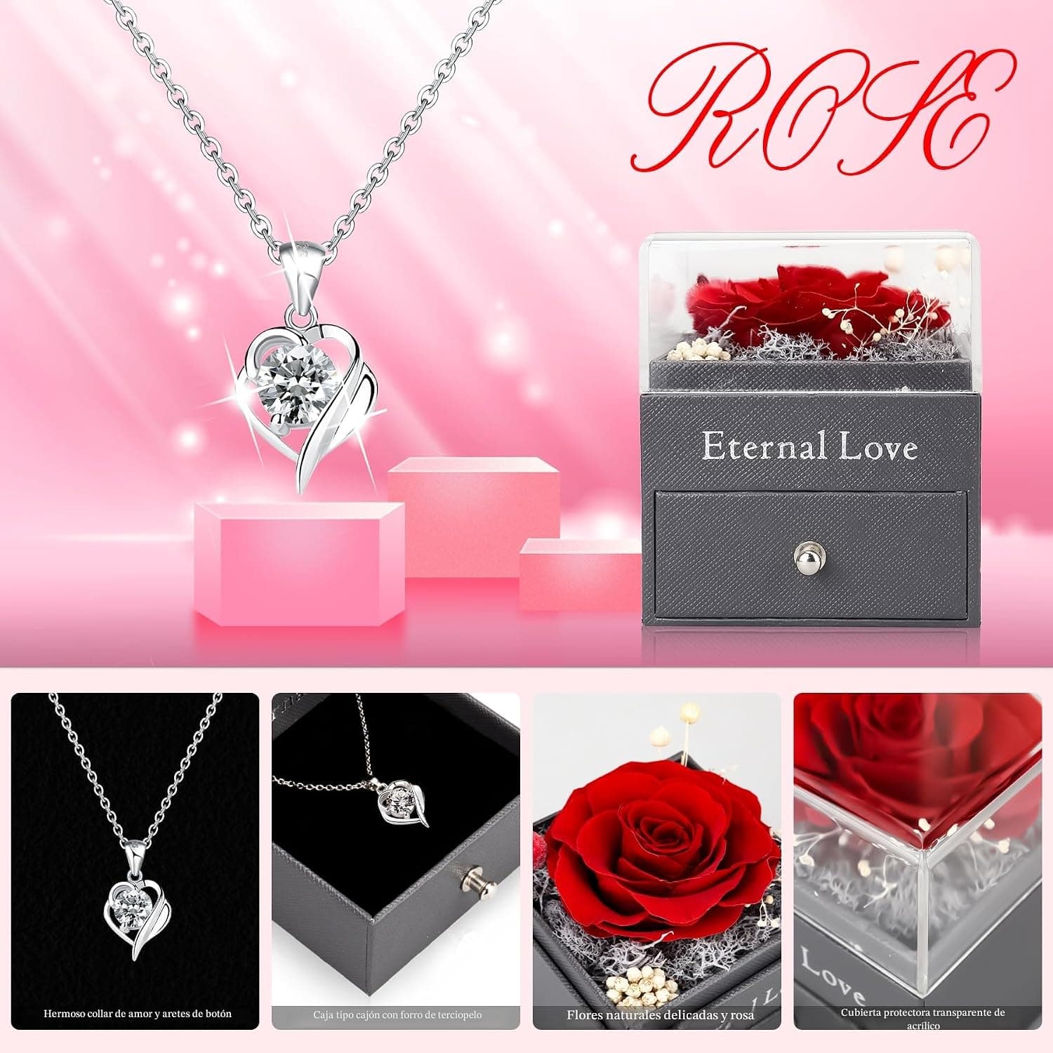 Detalle del colgante de corazón en plata de ley 925