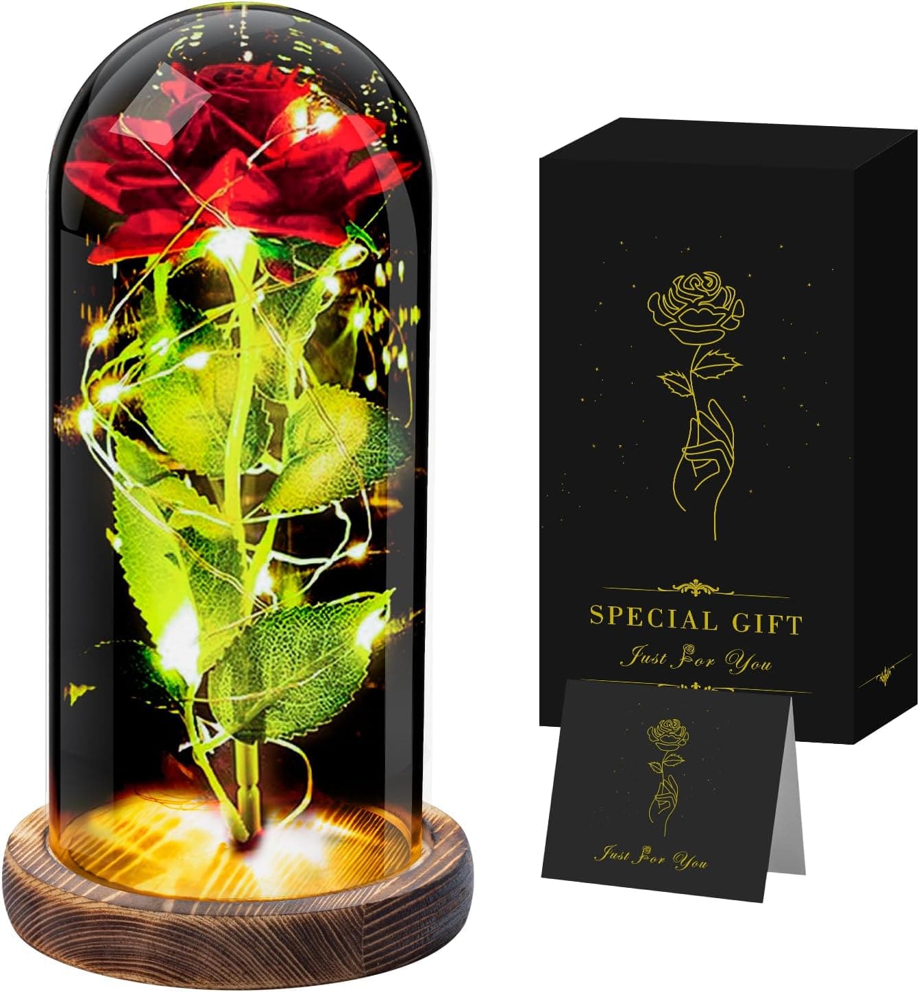 Rosa eterna roja estilo Bella y Bestia para Navidad
