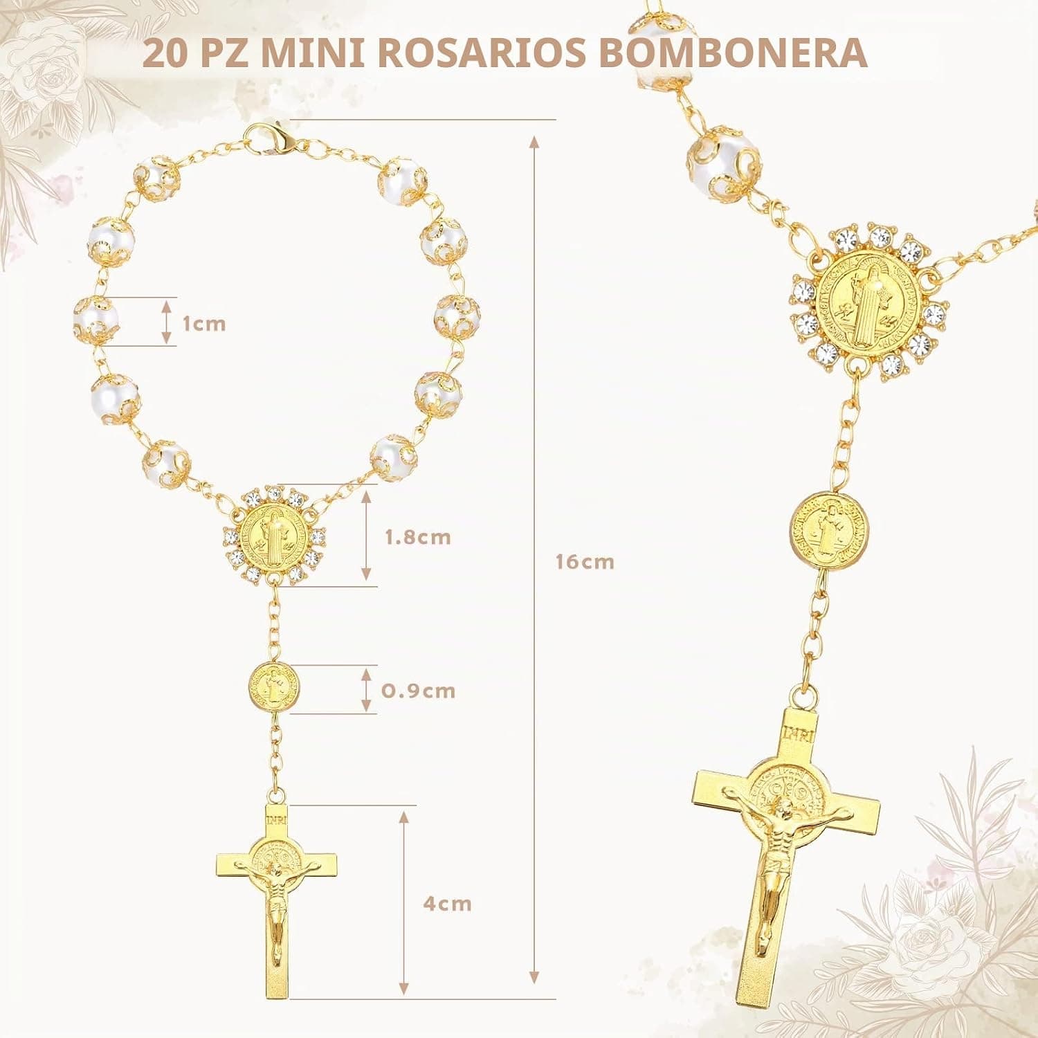 Rosarios con cruz chapados en oro, pack de 20, foto 2
