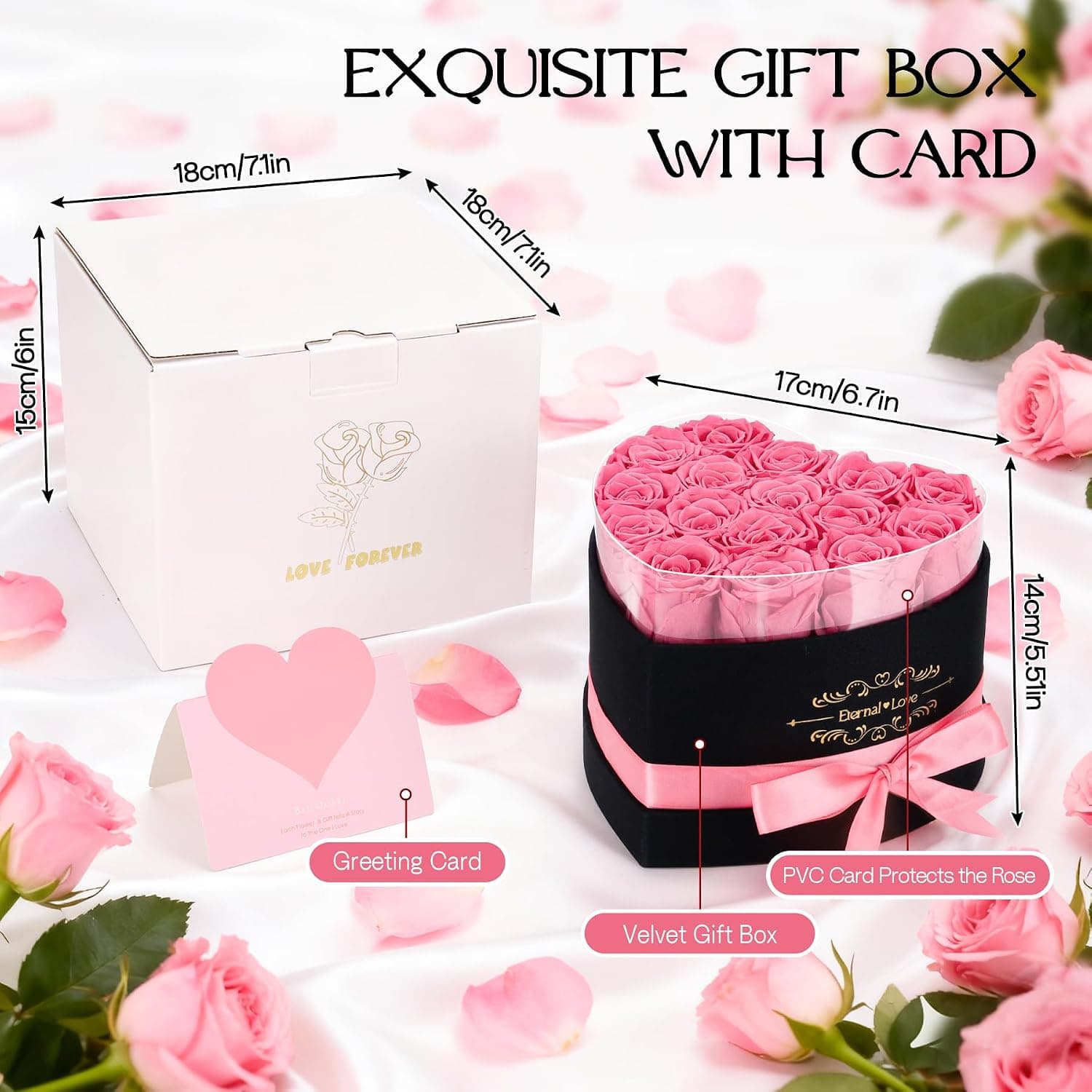 16 rosas eternas en caja con forma de corazón, foto 2