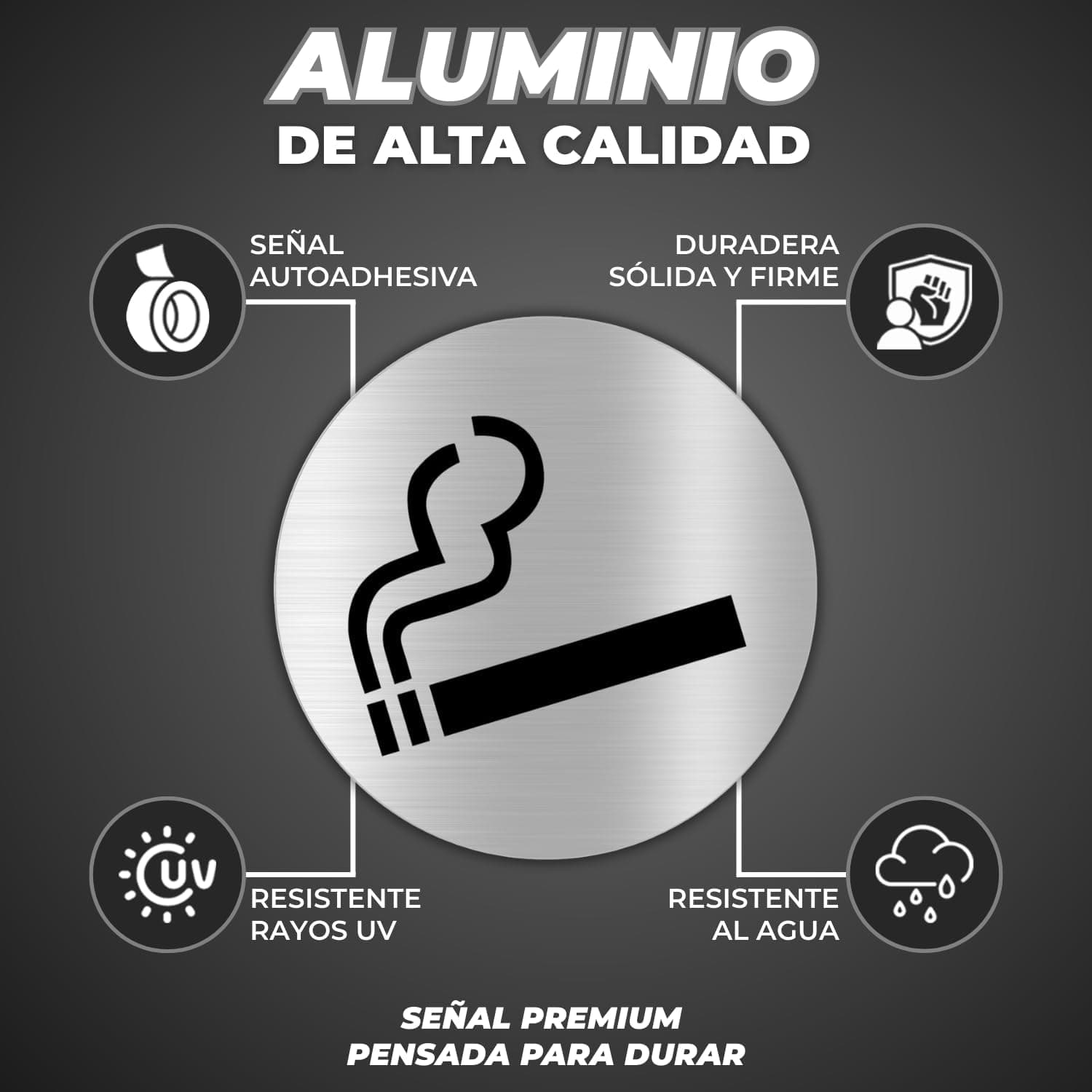 Señal adhesiva de aluminio Permitido Fumar, foto 2