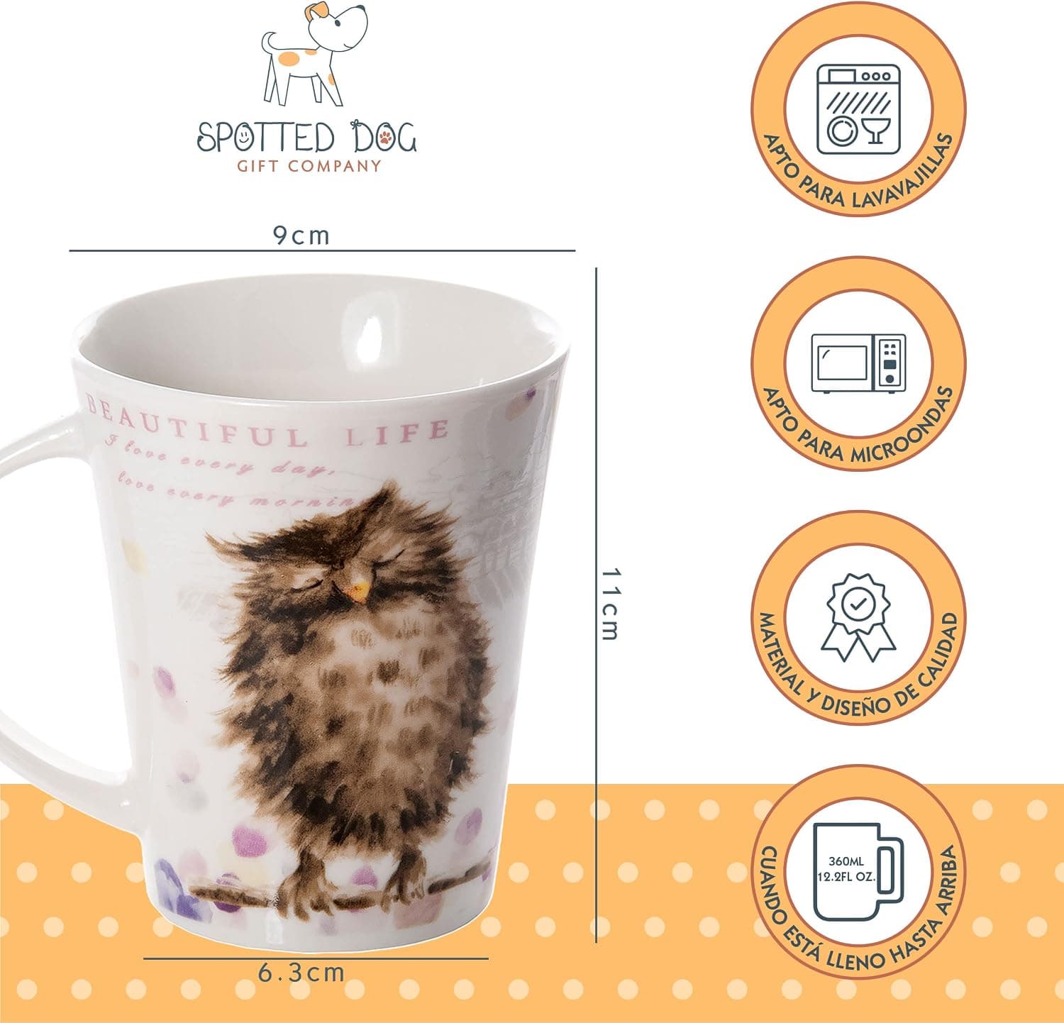 Set de 4 tazas de café con búho, ardilla, ganso y gallina, foto 3