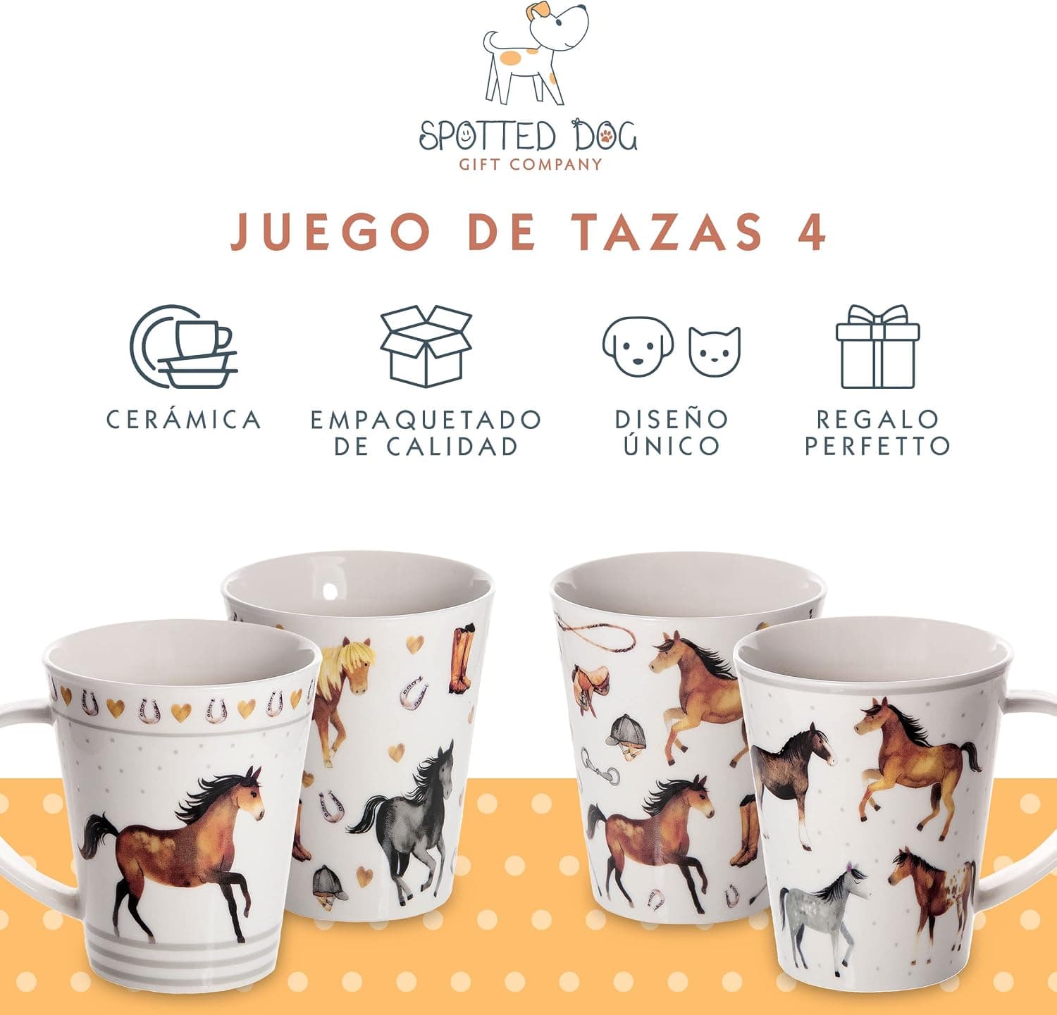 Set de 4 Tazas de Café con Diseño de Caballos, foto 2